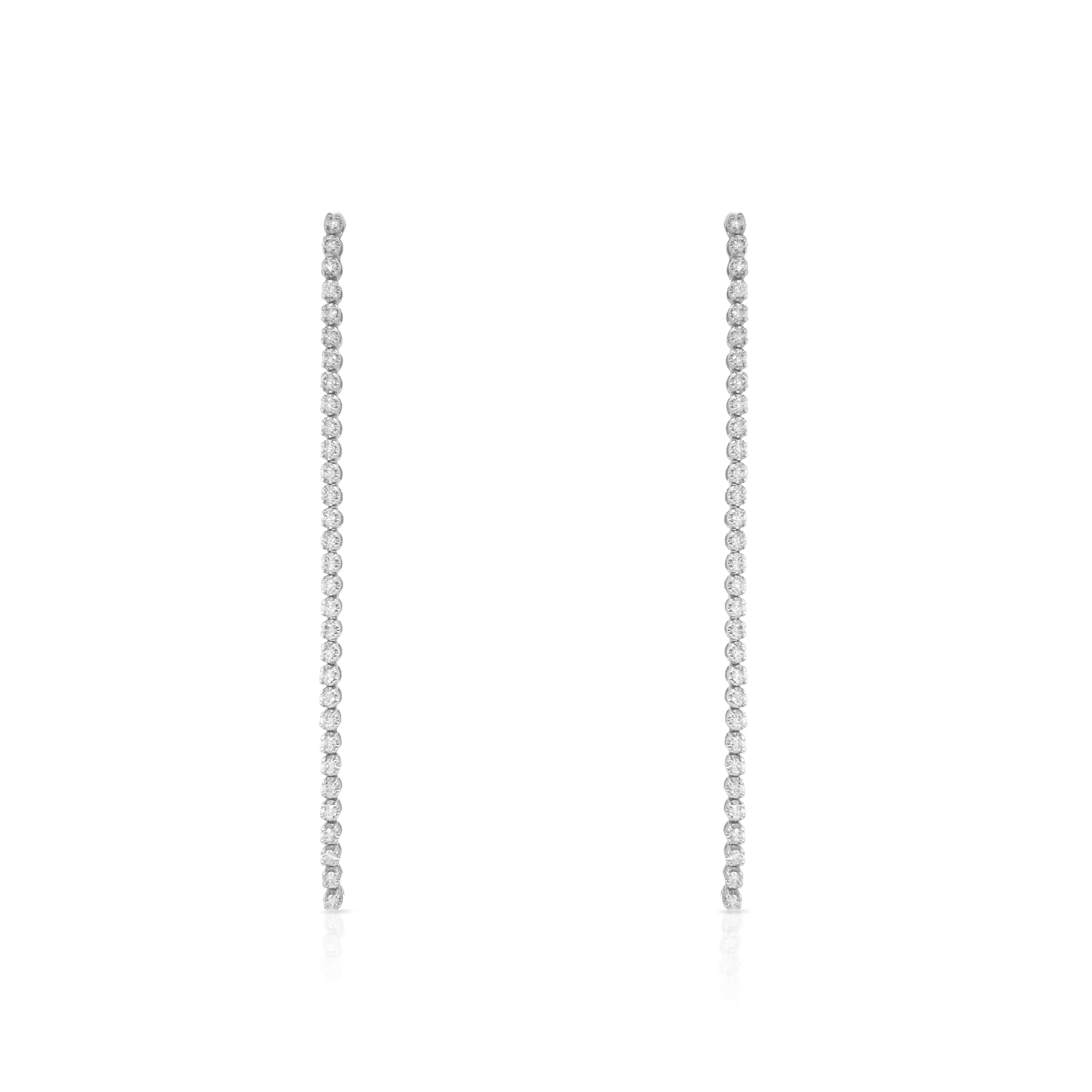 Long Drop Diamond Tennis Earrings