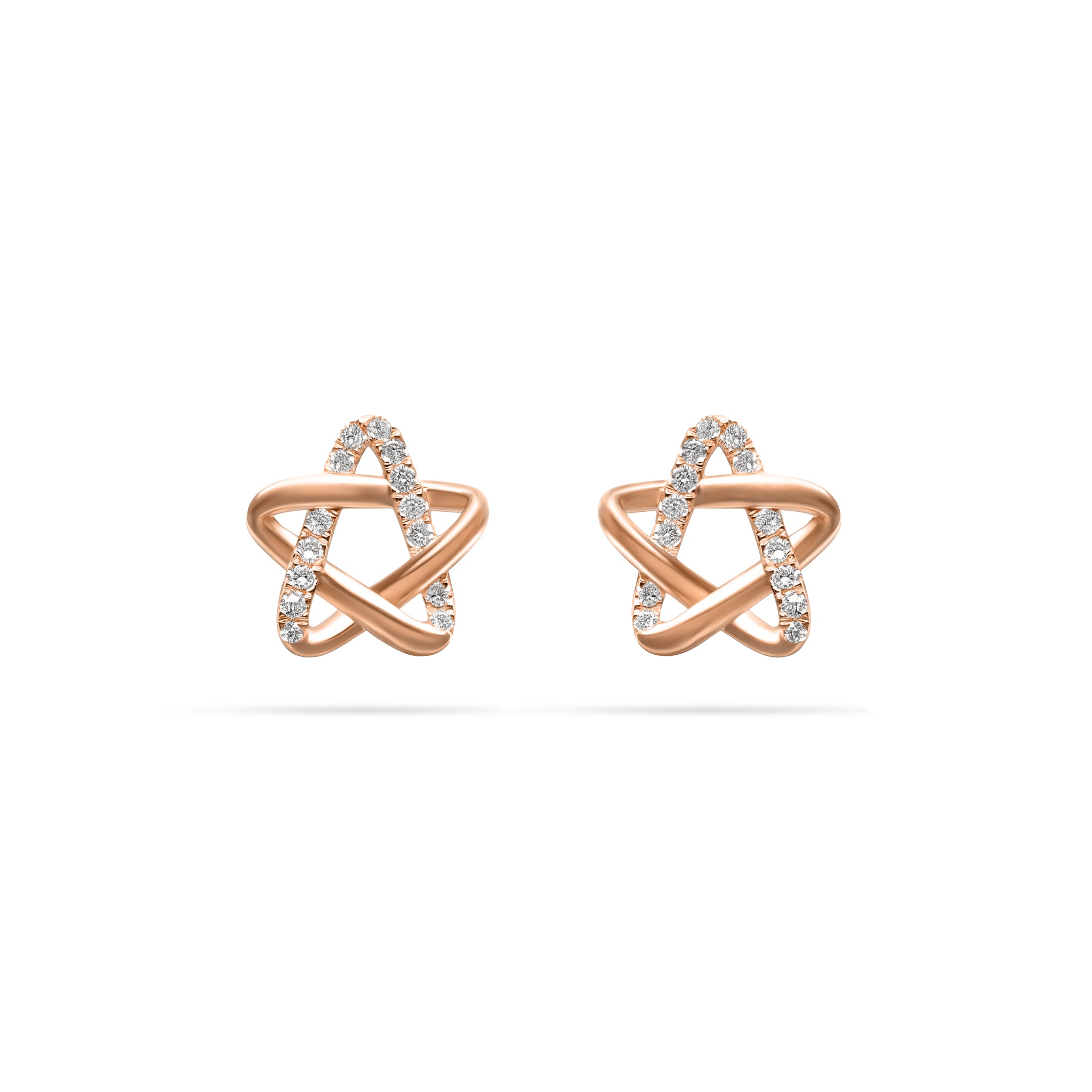 Star Round Diamond Stud Earrings