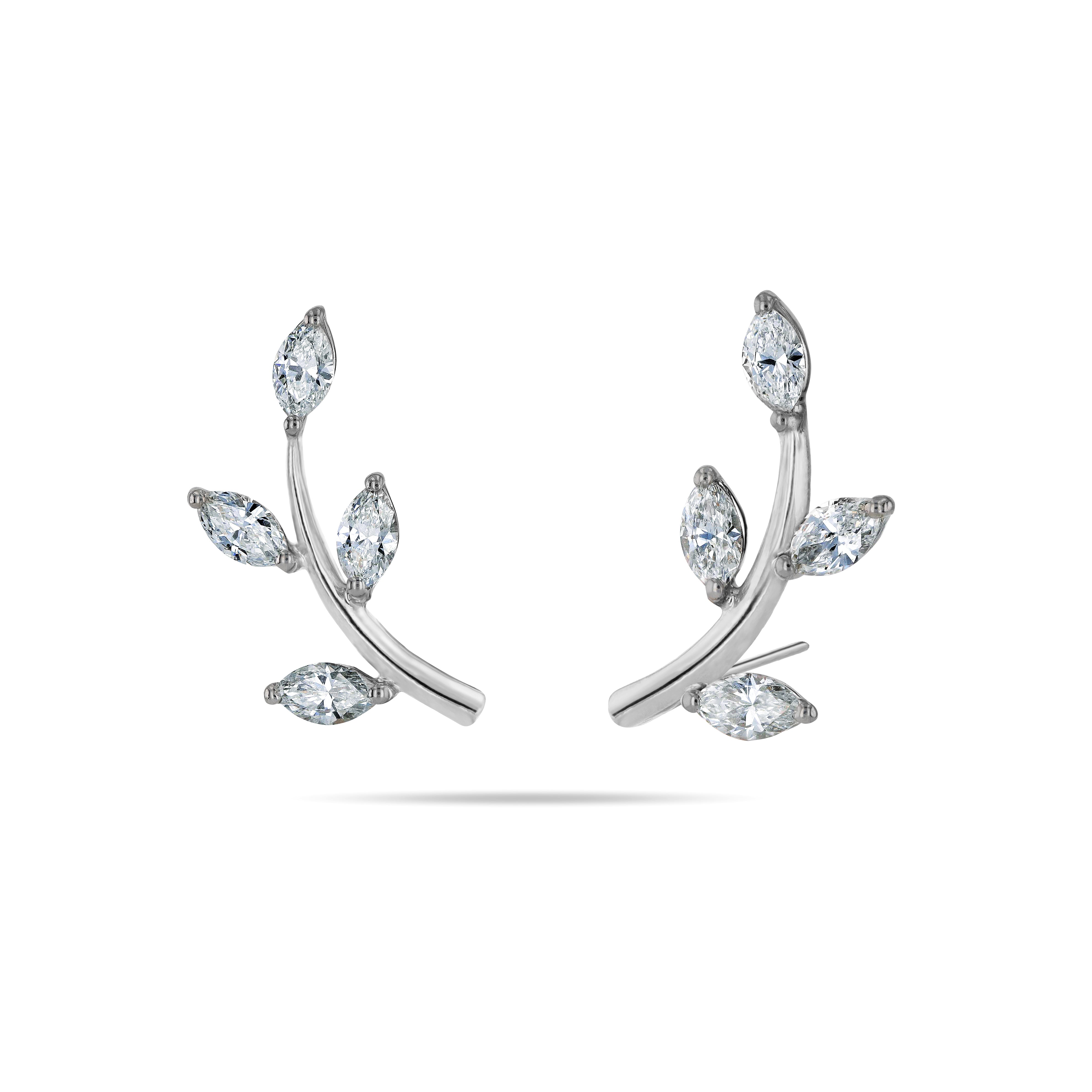 Leaf Marquise Diamond Earrings