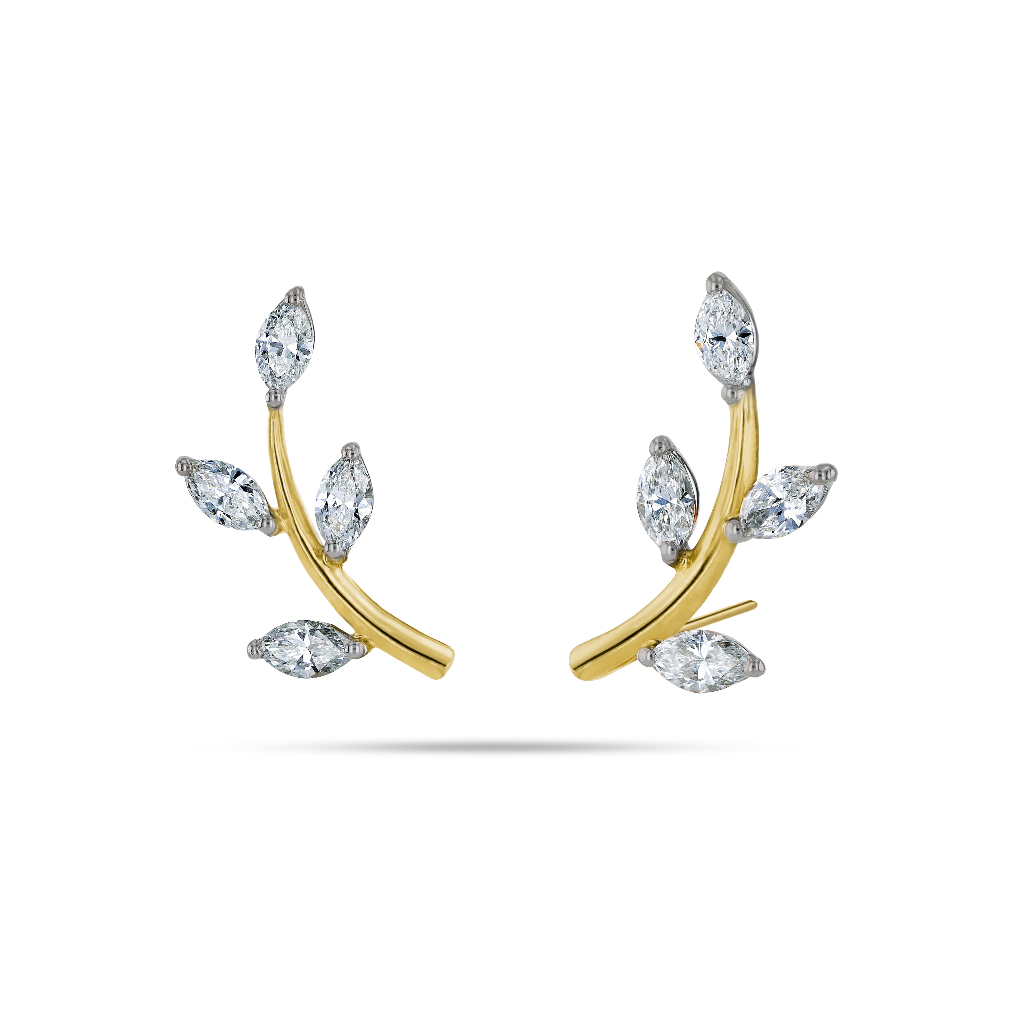 Leaf Marquise Diamond Earrings