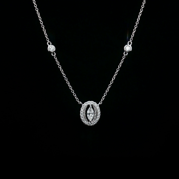 Oval-Cut Marquise Diamond Halo Pendant