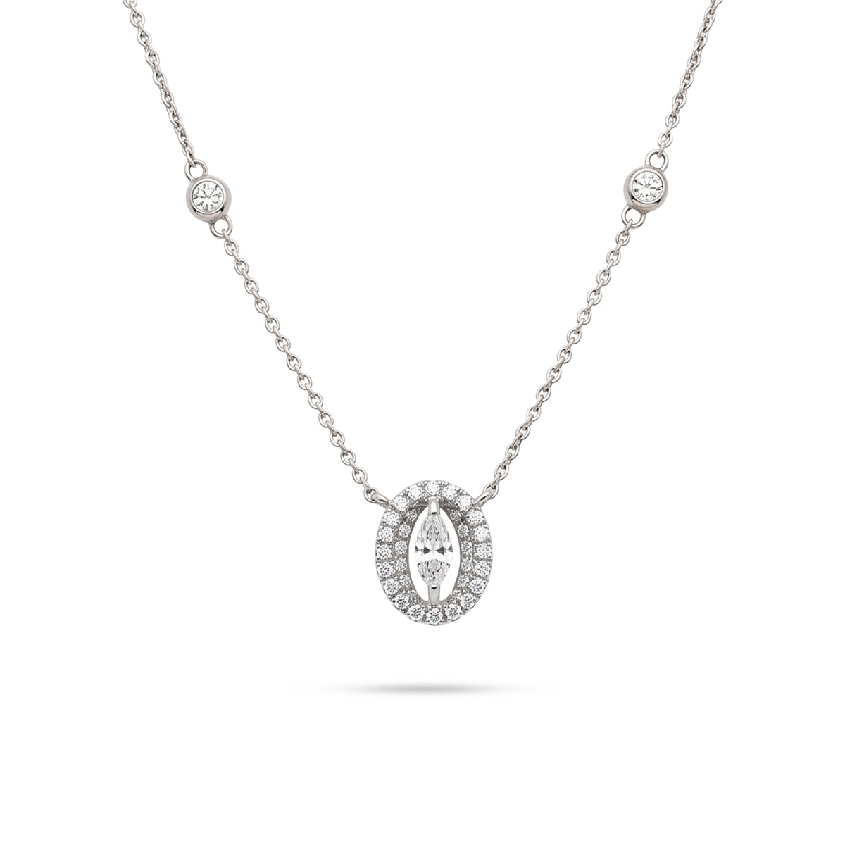 Oval-Cut Marquise Diamond Halo Pendant