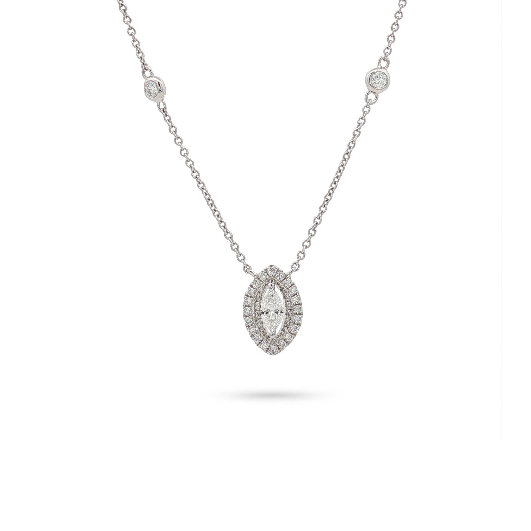 Marquise Cut Diamond Halo Pendant