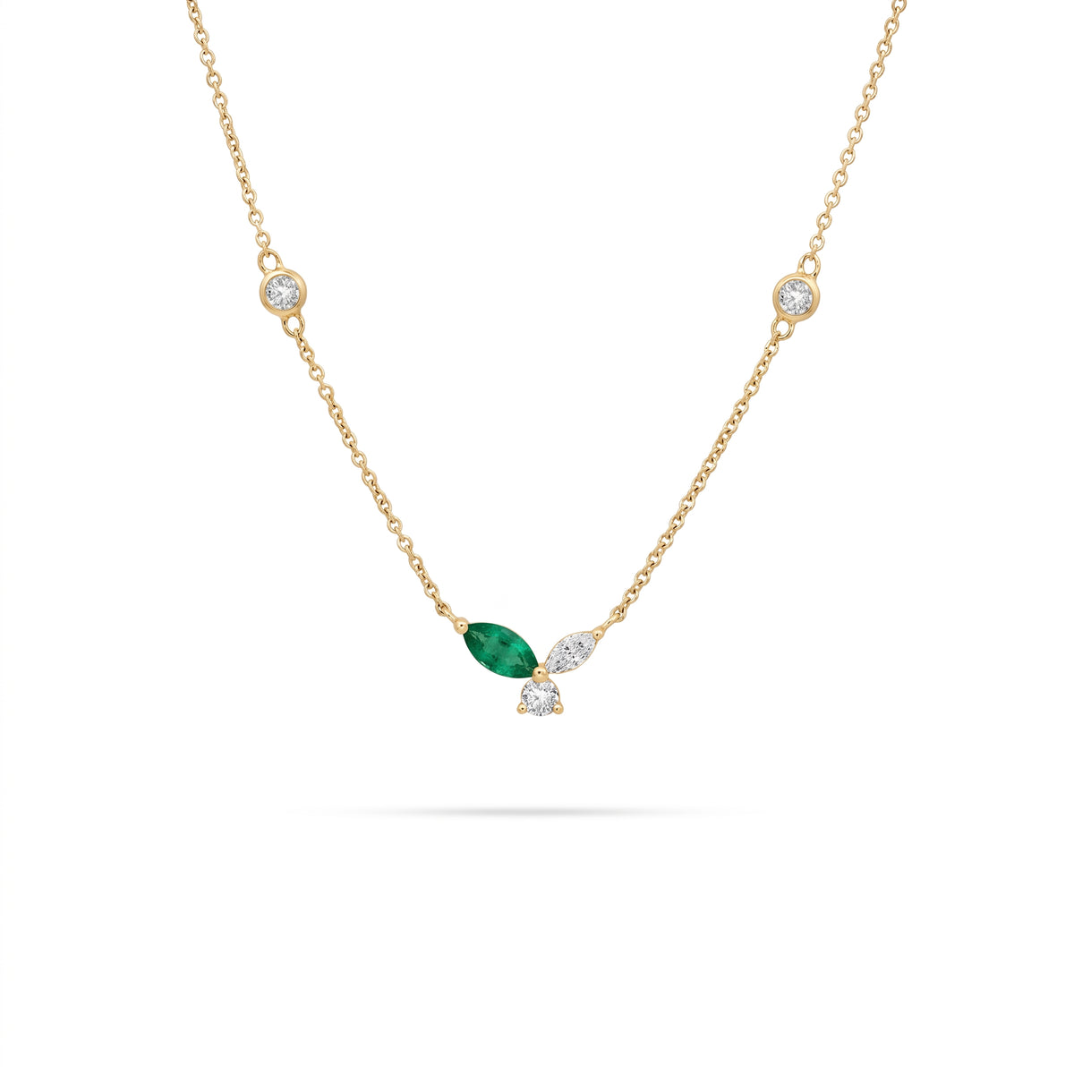 Leaf Emerald Marquise Diamond Pendant