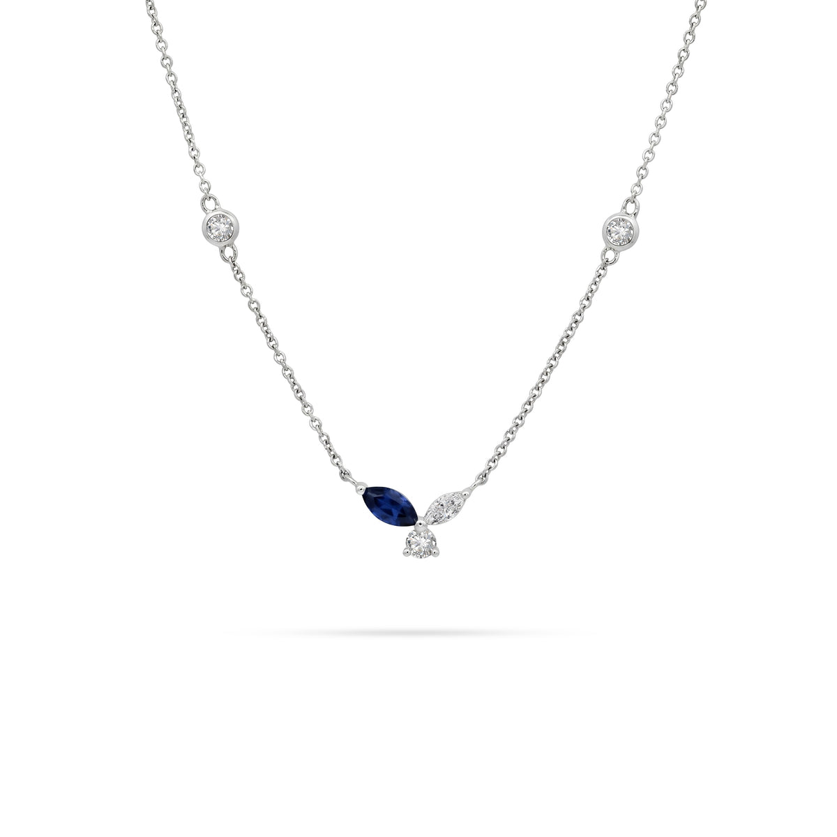 Leaf Sapphire Marquise Diamond Pendant