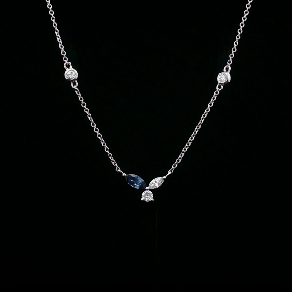 Leaf Sapphire Marquise Diamond Pendant