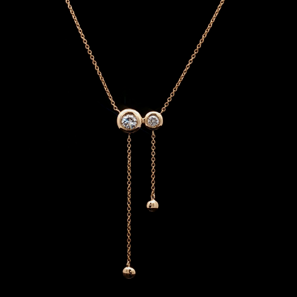 Double Line Round Diamond Bezel Pendant