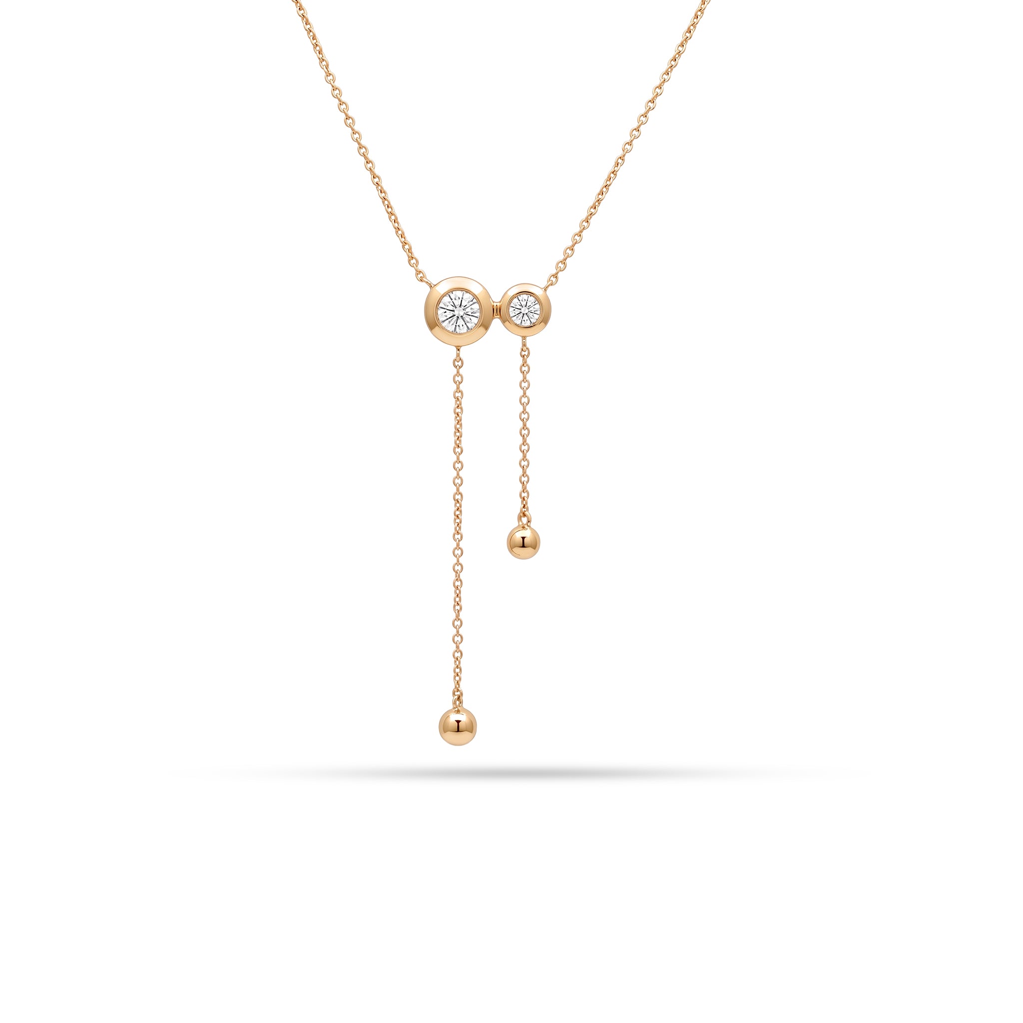 Double Line Round Diamond Bezel Pendant