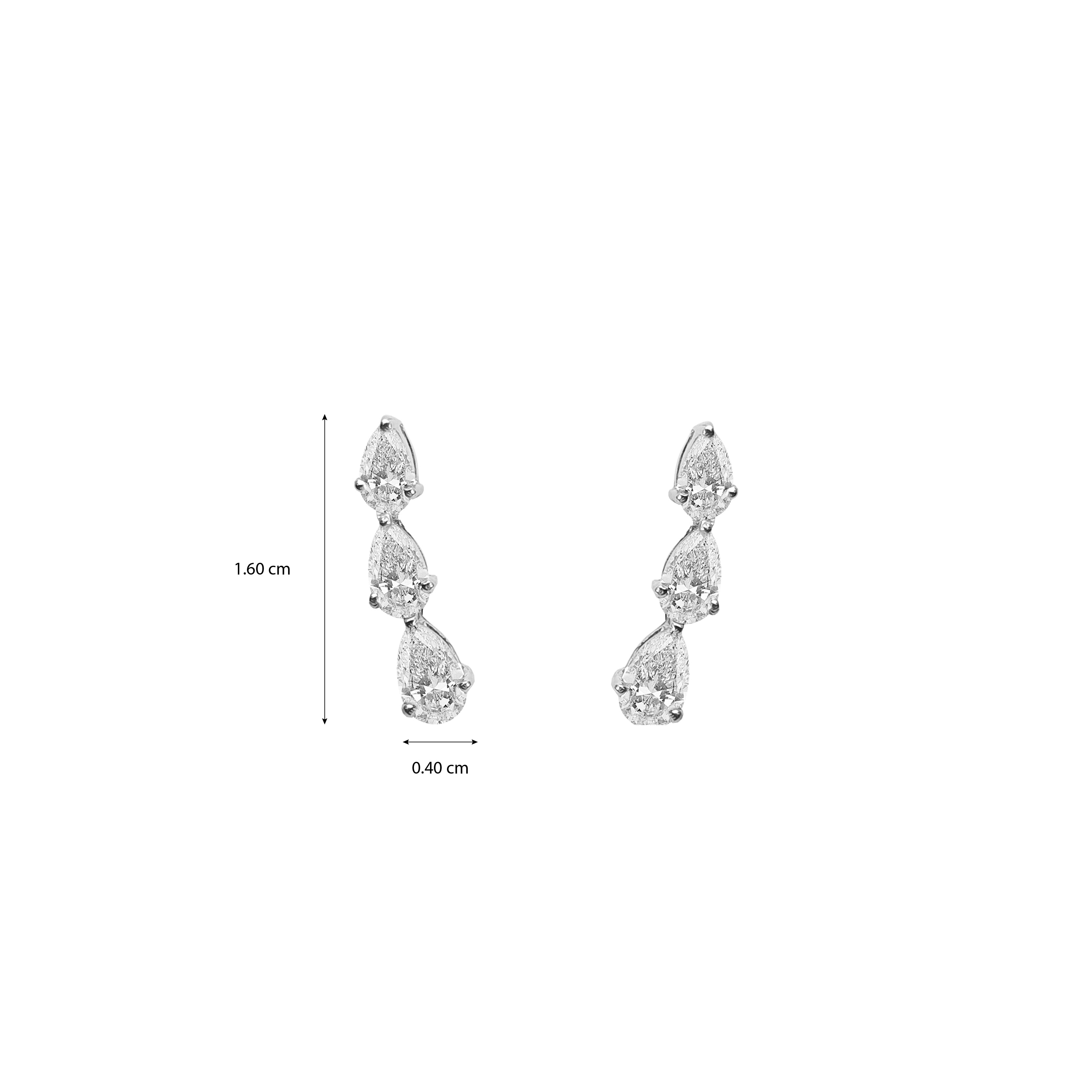 Arc Pear Diamond Stud Earrings