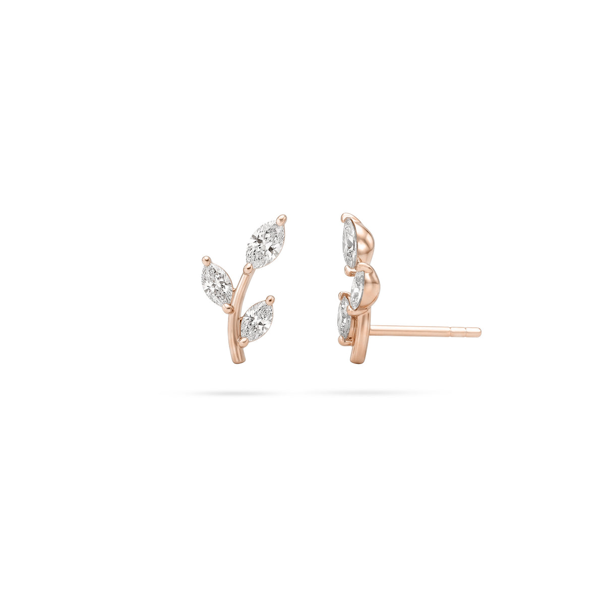 Mini Leaf Marquise Diamond Earrings