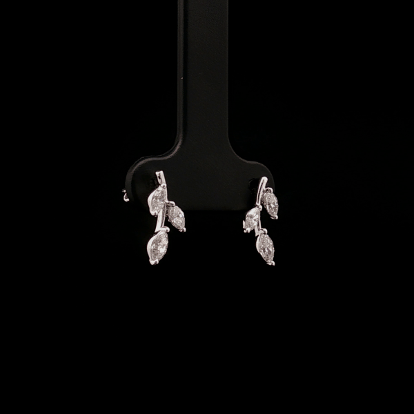 Mini Leaf Marquise Diamond Earrings