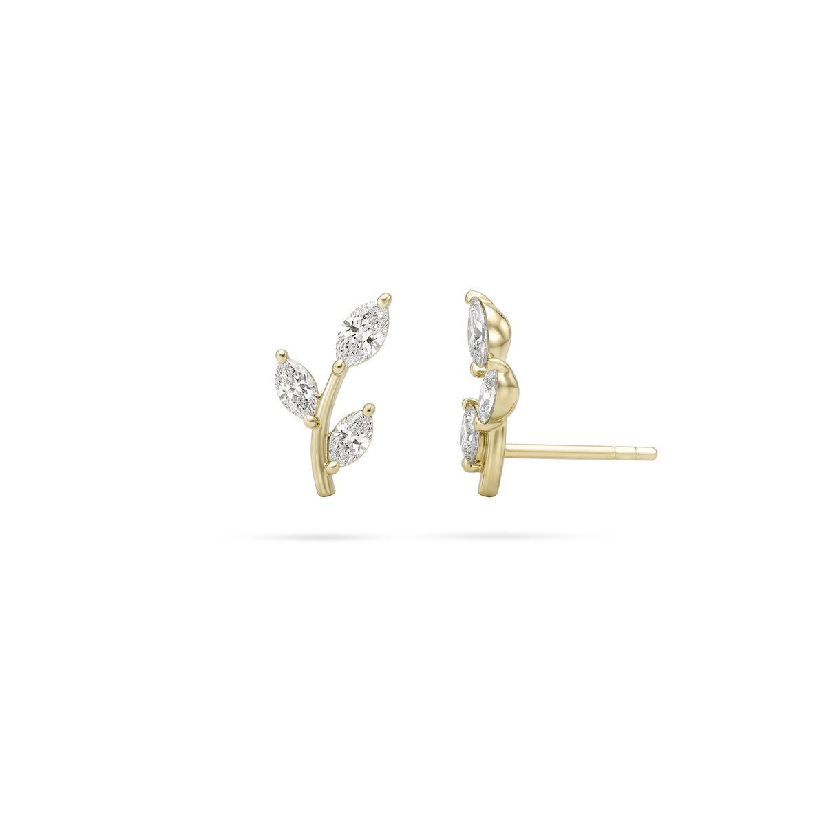 Mini Leaf Marquise Diamond Earrings