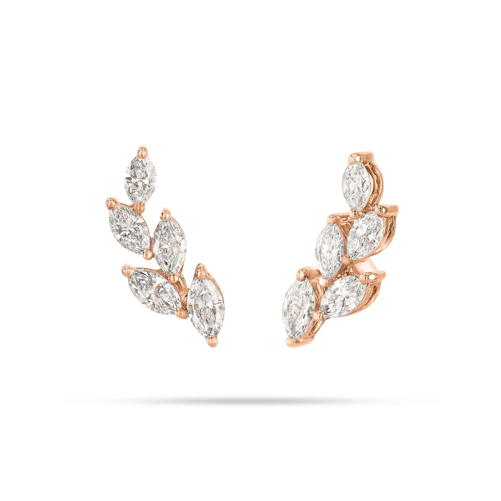 Leaf Climber Marquise Diamond Earrings