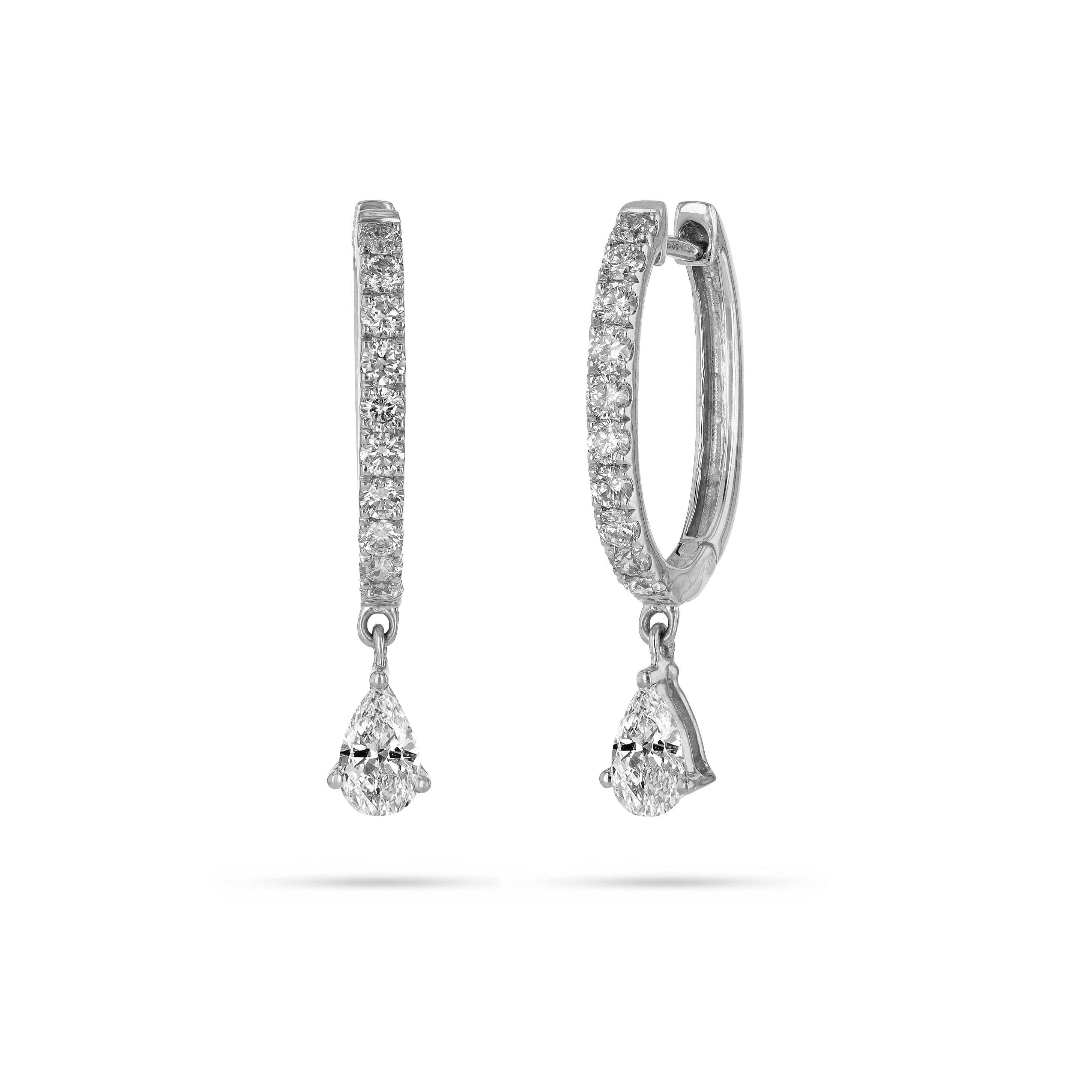 Round and Pear Huggie Diamond Earrings