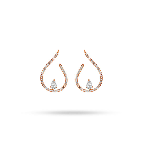 Round and Pear Diamond Arc Earrings