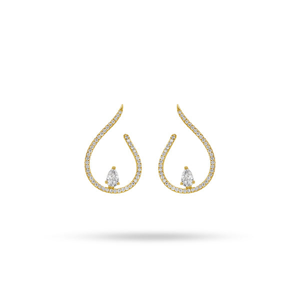 Round and Pear Diamond Arc Earrings