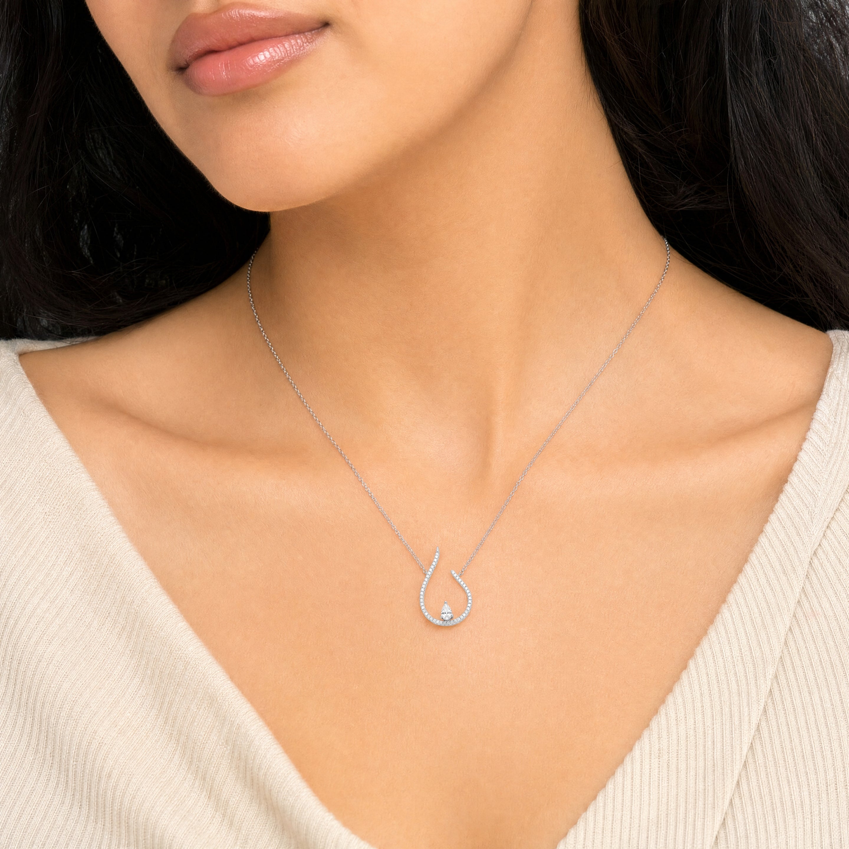 Arc Pear Diamond Pendant