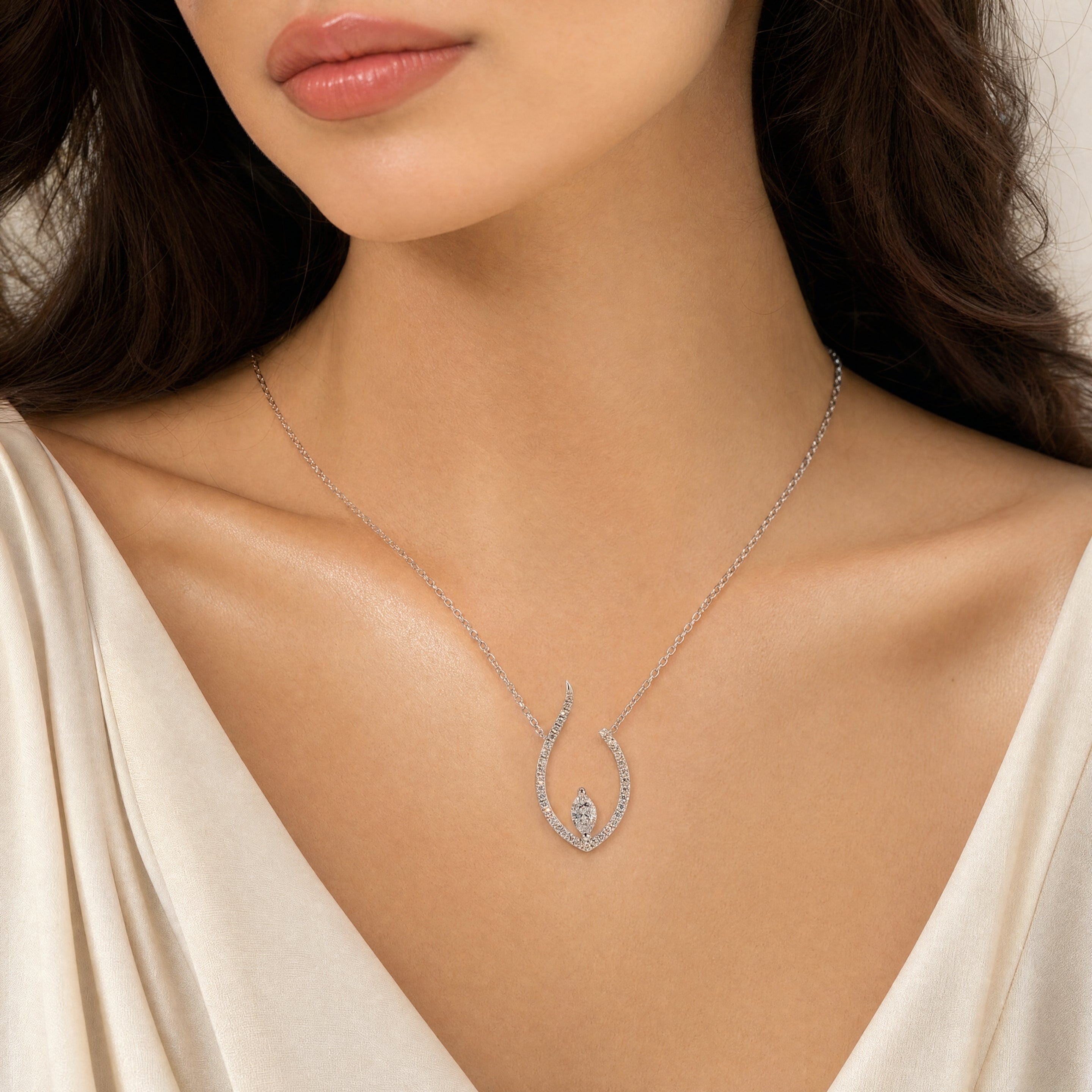 Marquise Round Diamond Pendant