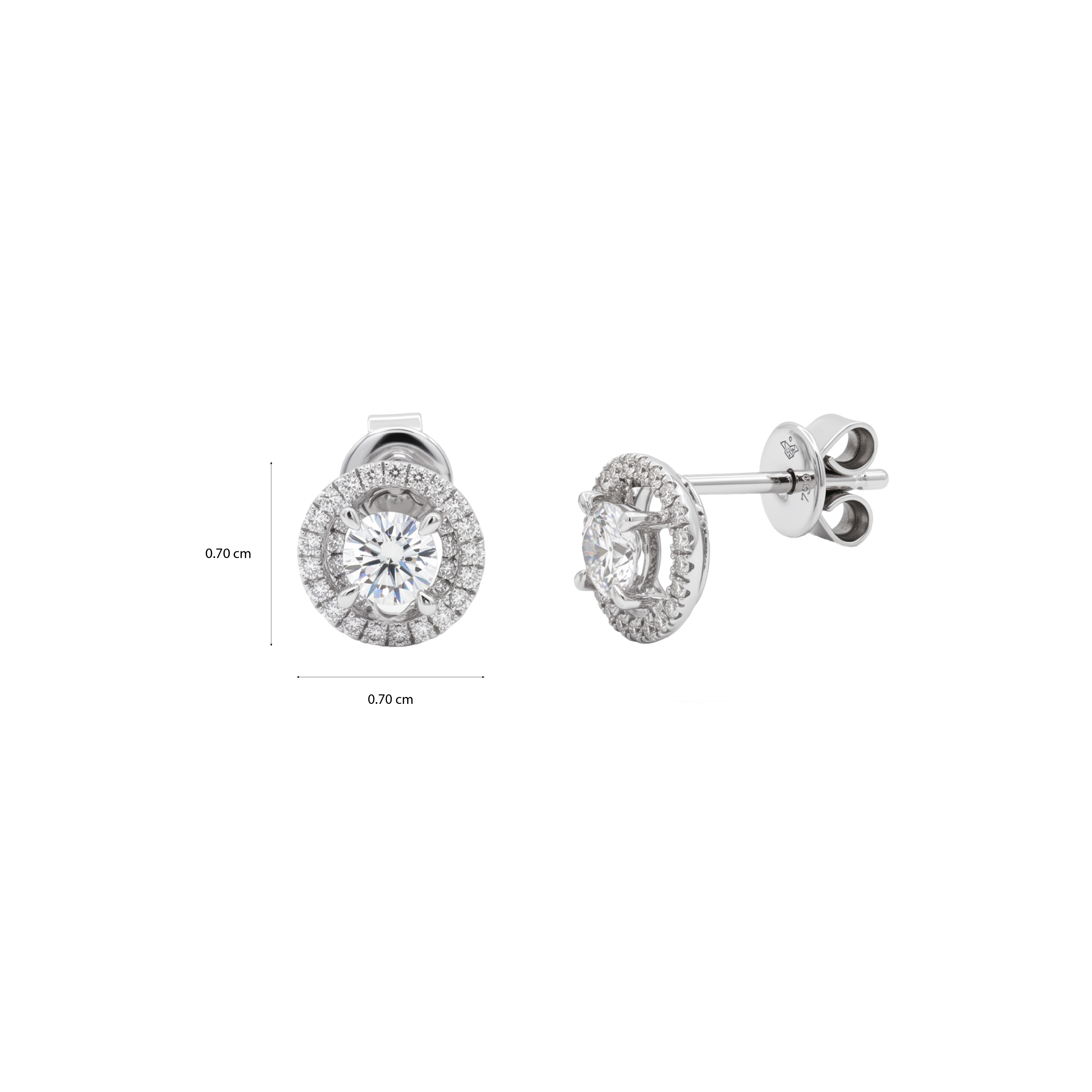 Round Diamond Halo Stud Earrings