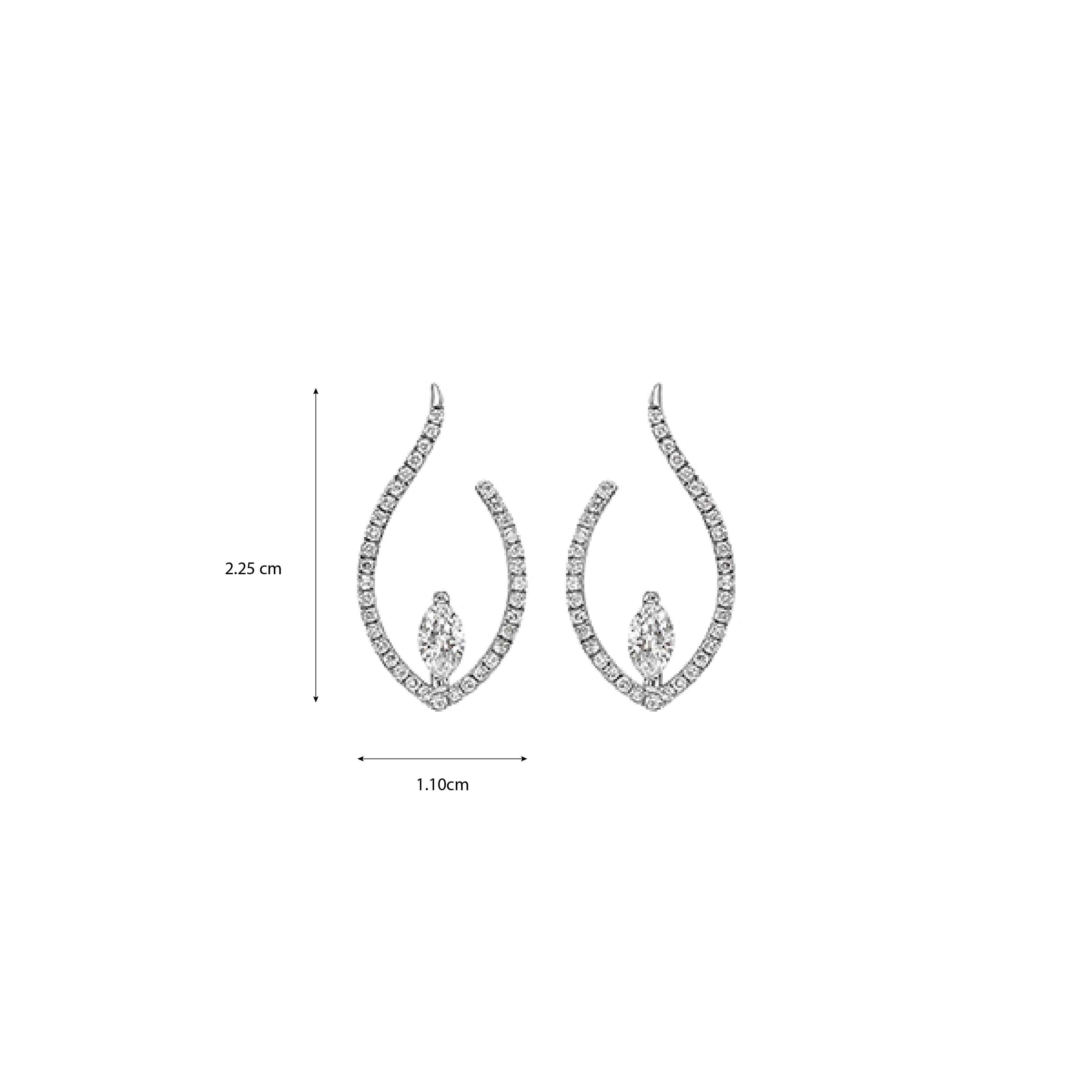 Arc Marquise Round Diamond Earrings