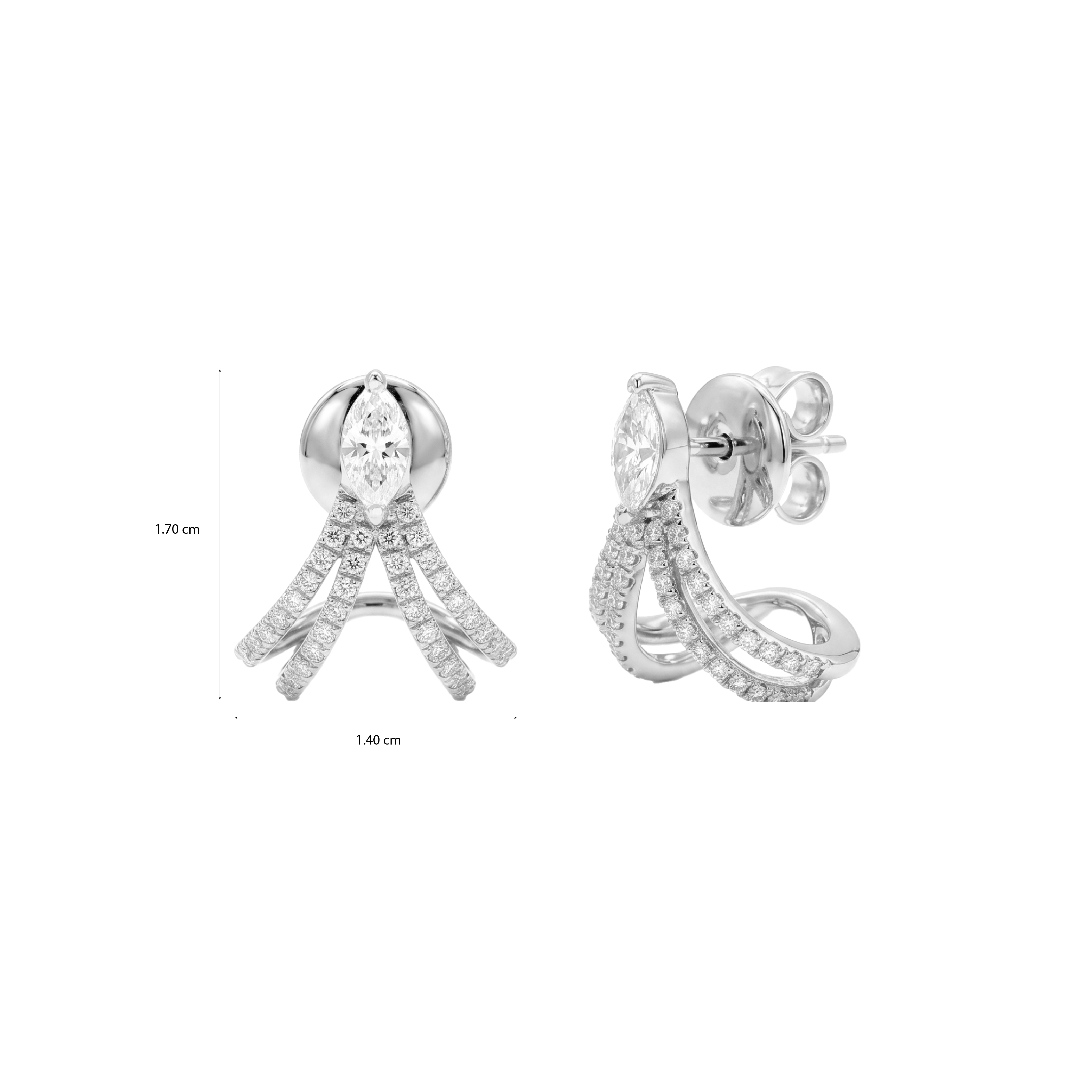 Queen Marquise Round Diamond Earrings