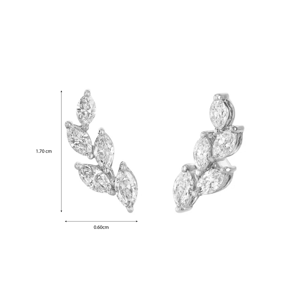 Leaf Climber Marquise Diamond Earrings