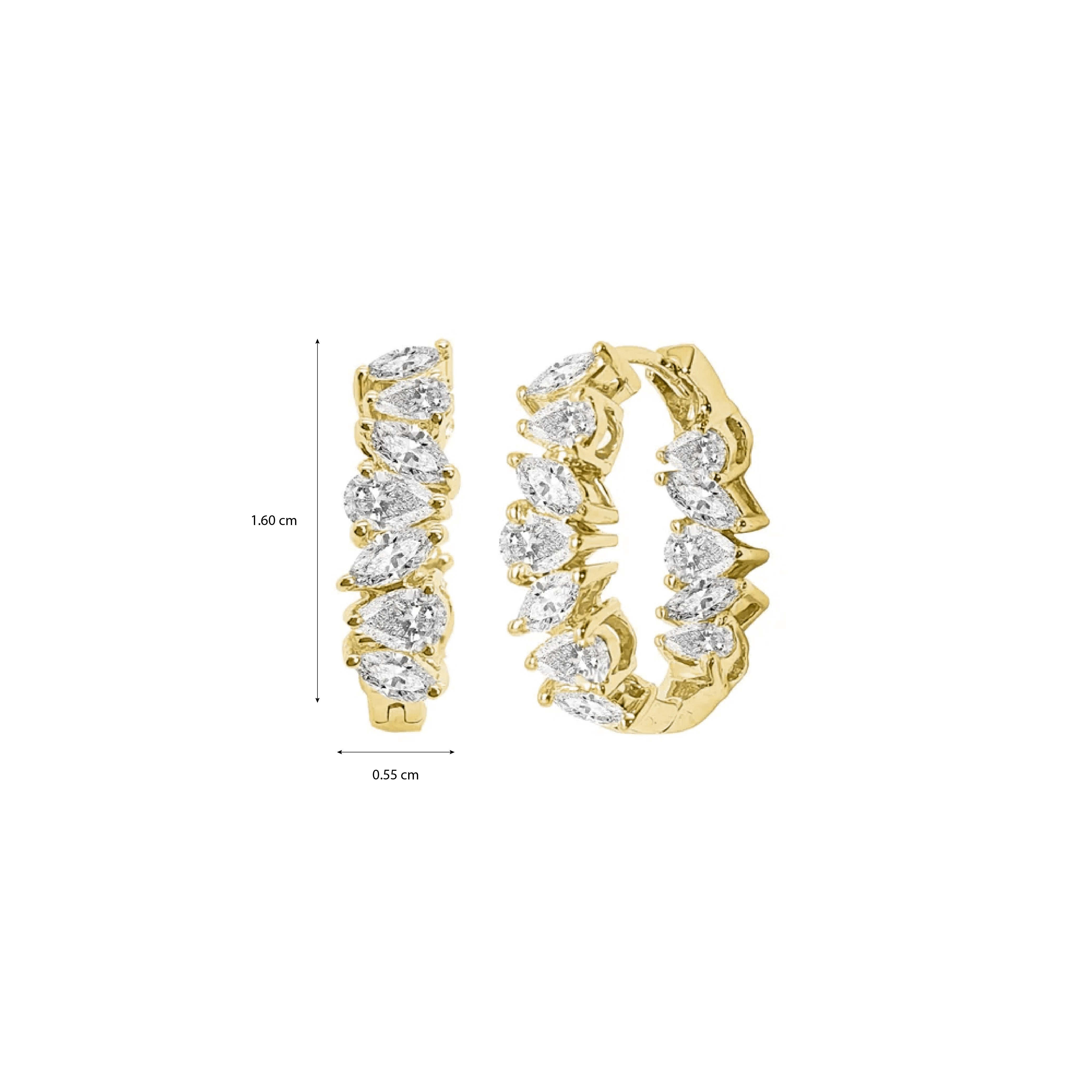 Messy Pear And Marquise Small Hoop Earrings