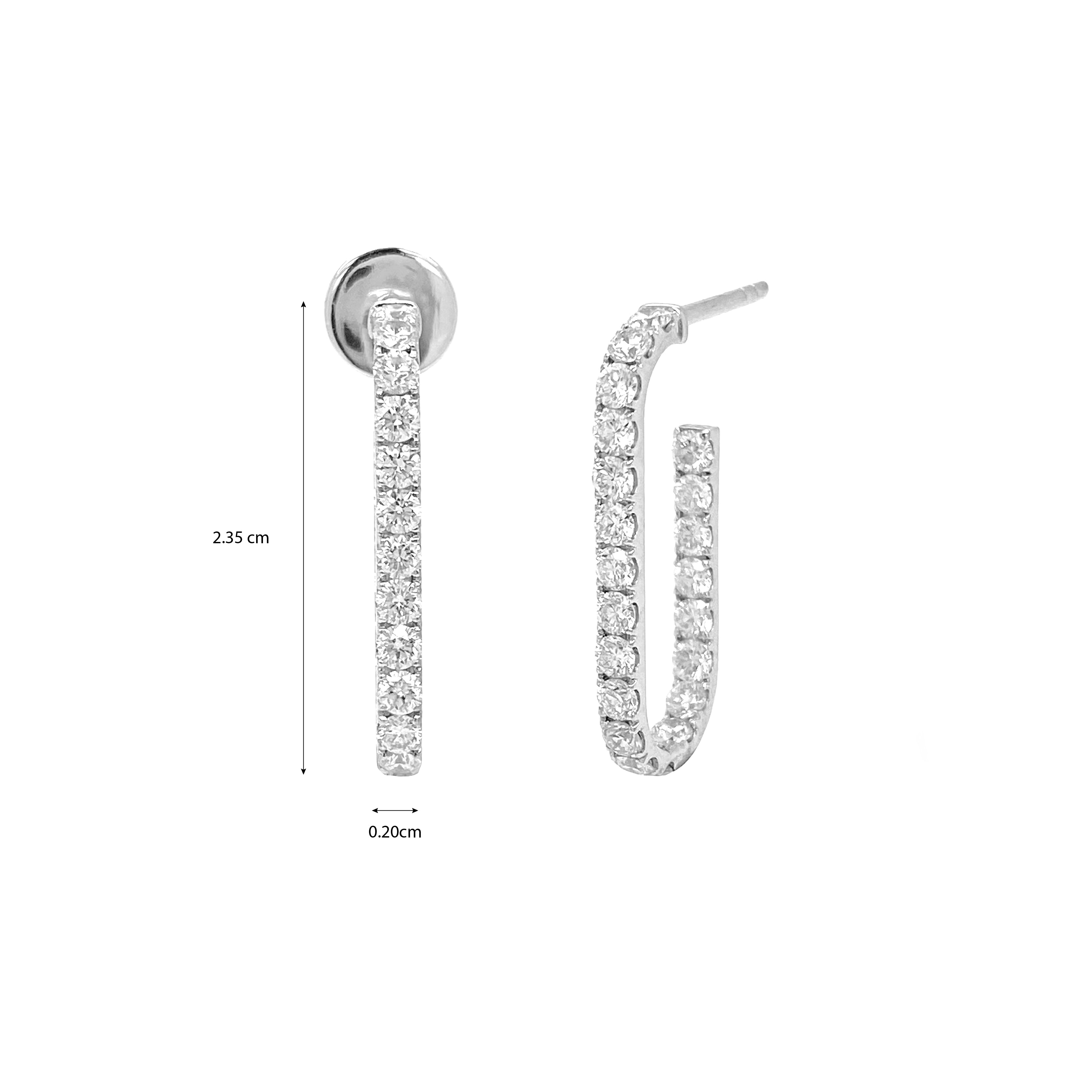 Rectangular Hoop Diamond Earrings