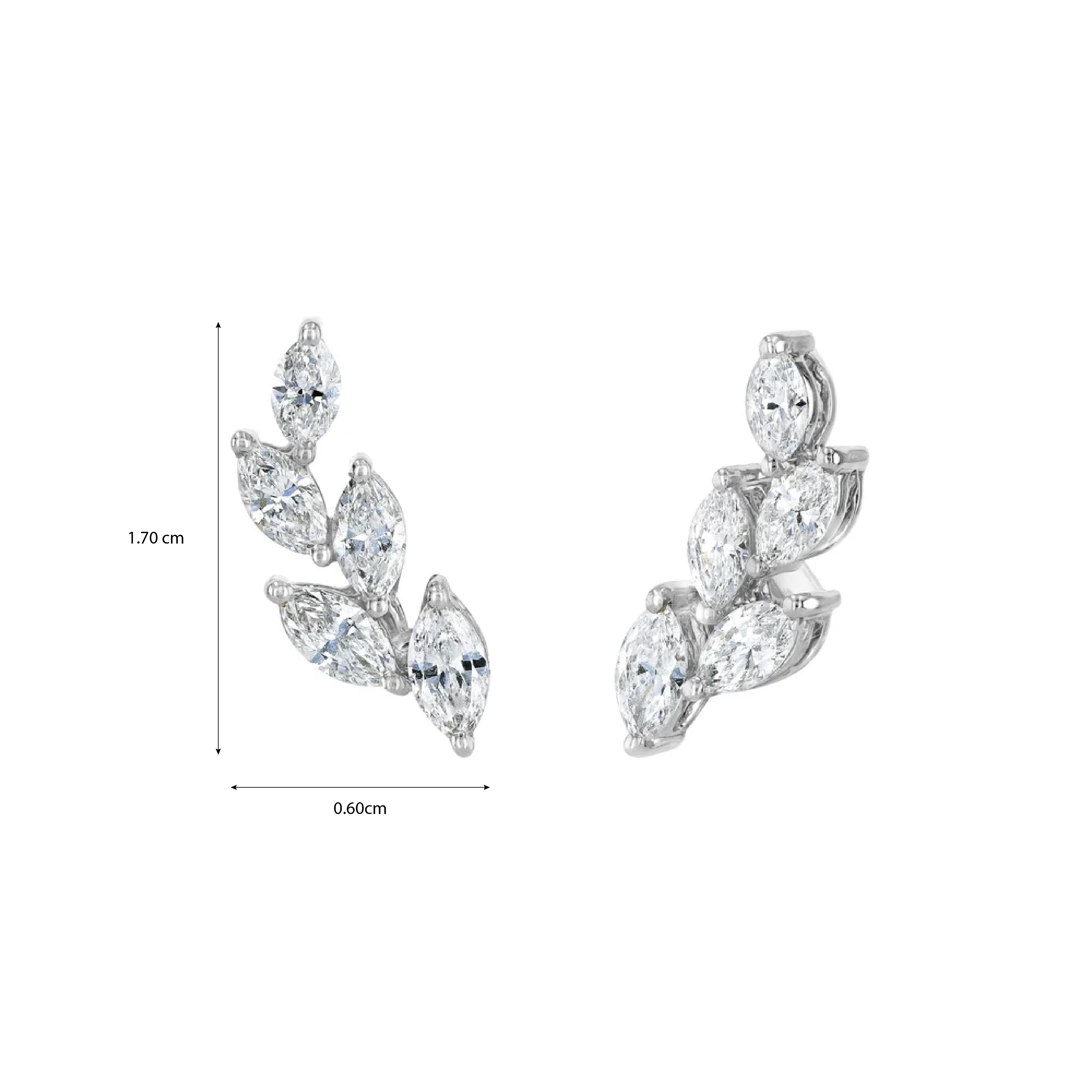 Leaf Climber Marquise Diamond Earrings