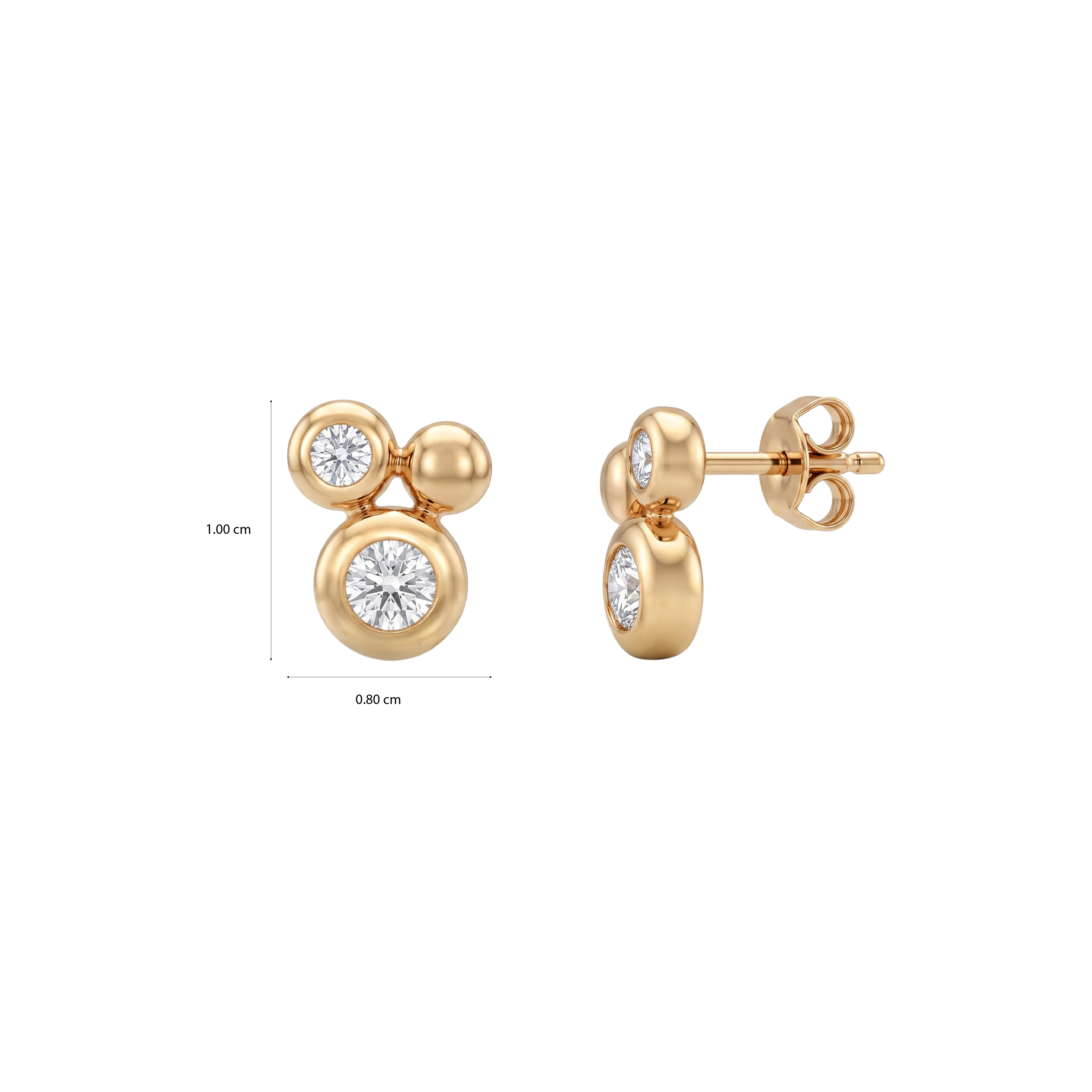 Bezel Round Diamond Stud Earrings