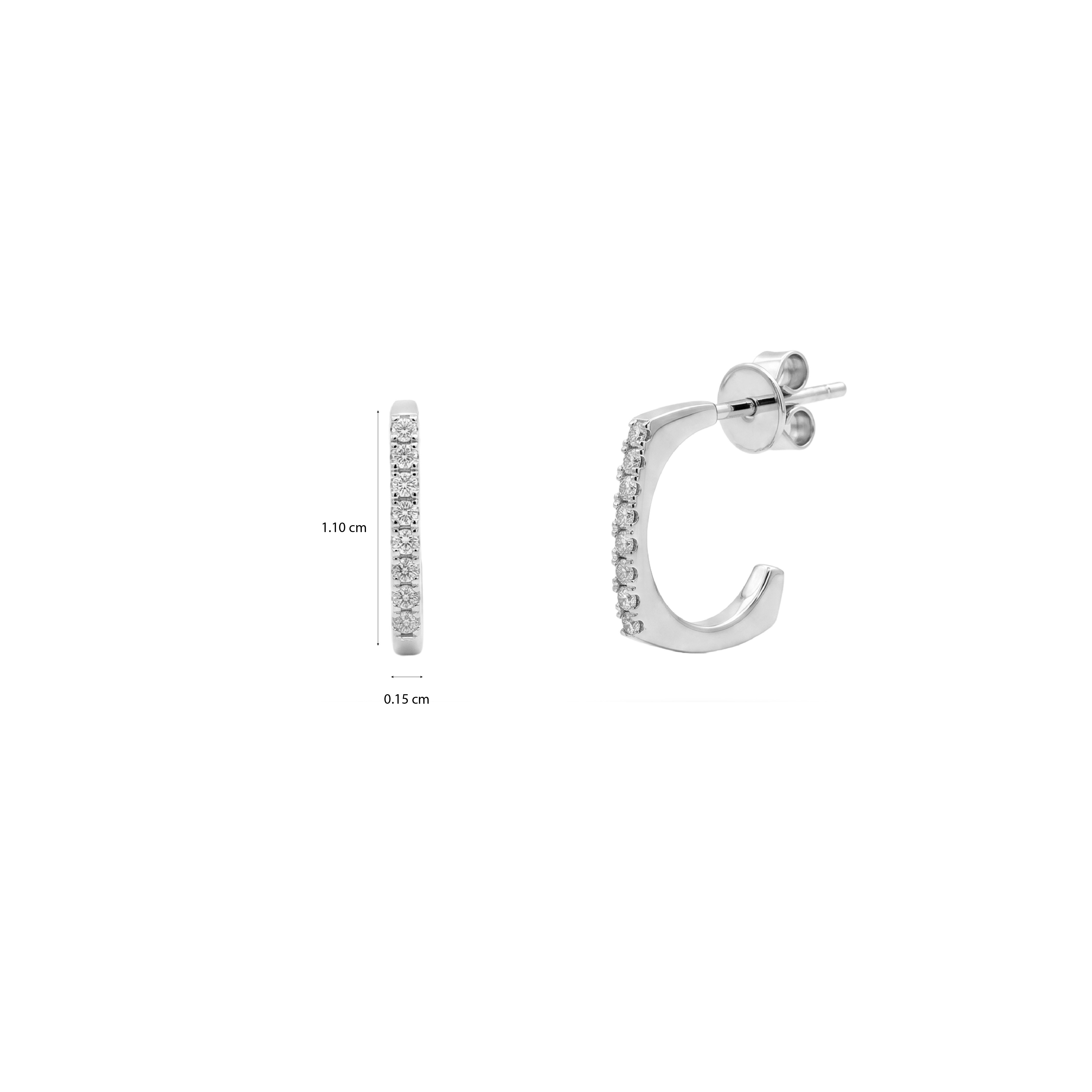 Square Open Diamond Huggie Earrings