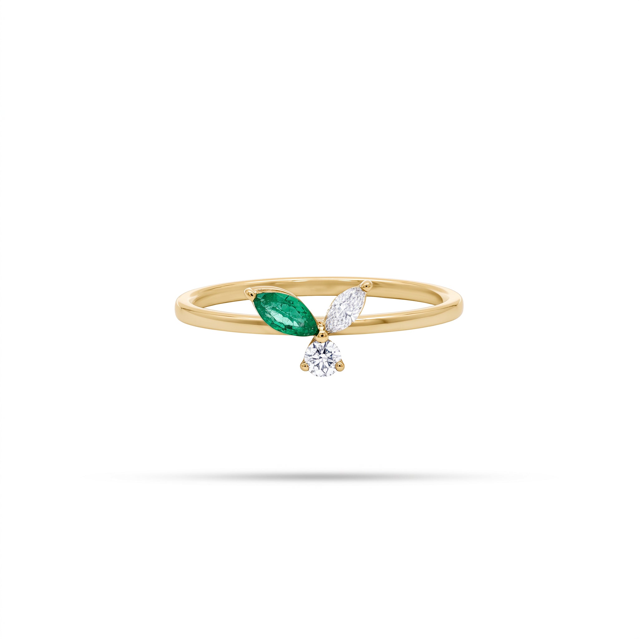 Leaf Emerald Marquise Diamond Ring