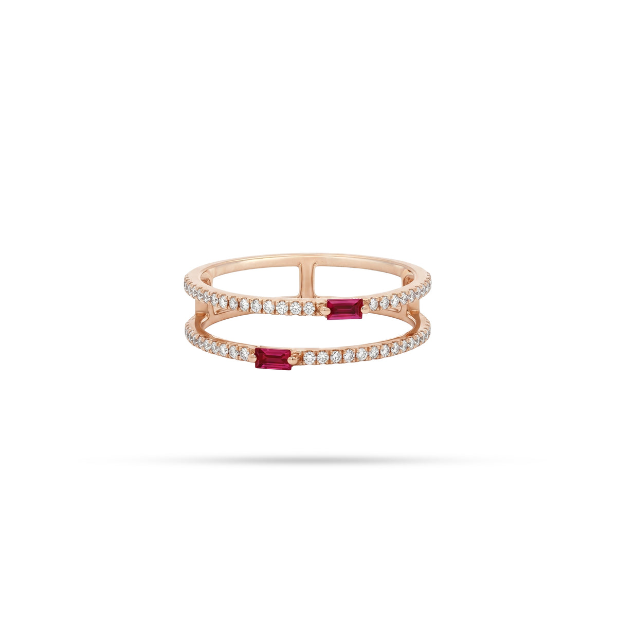 Two Layer Round Diamond Ring - Ruby, Sapphire