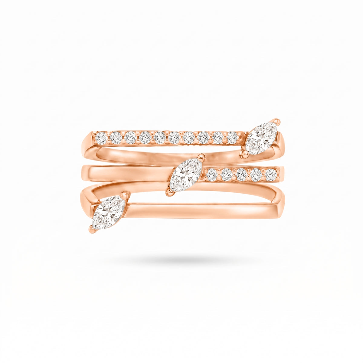3 Layer Marquise Round Diamond Ring