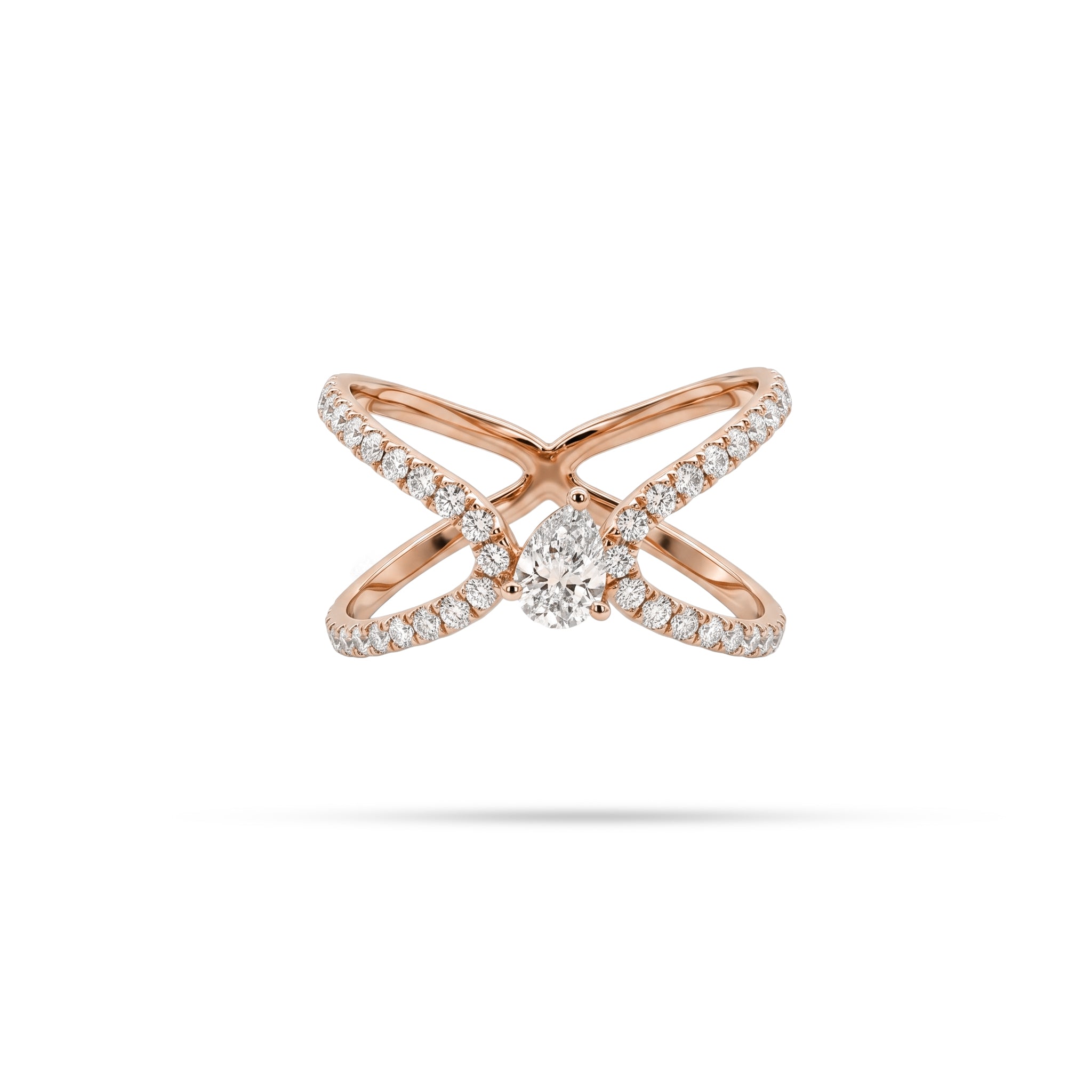 Bow Pear Round Diamond Ring