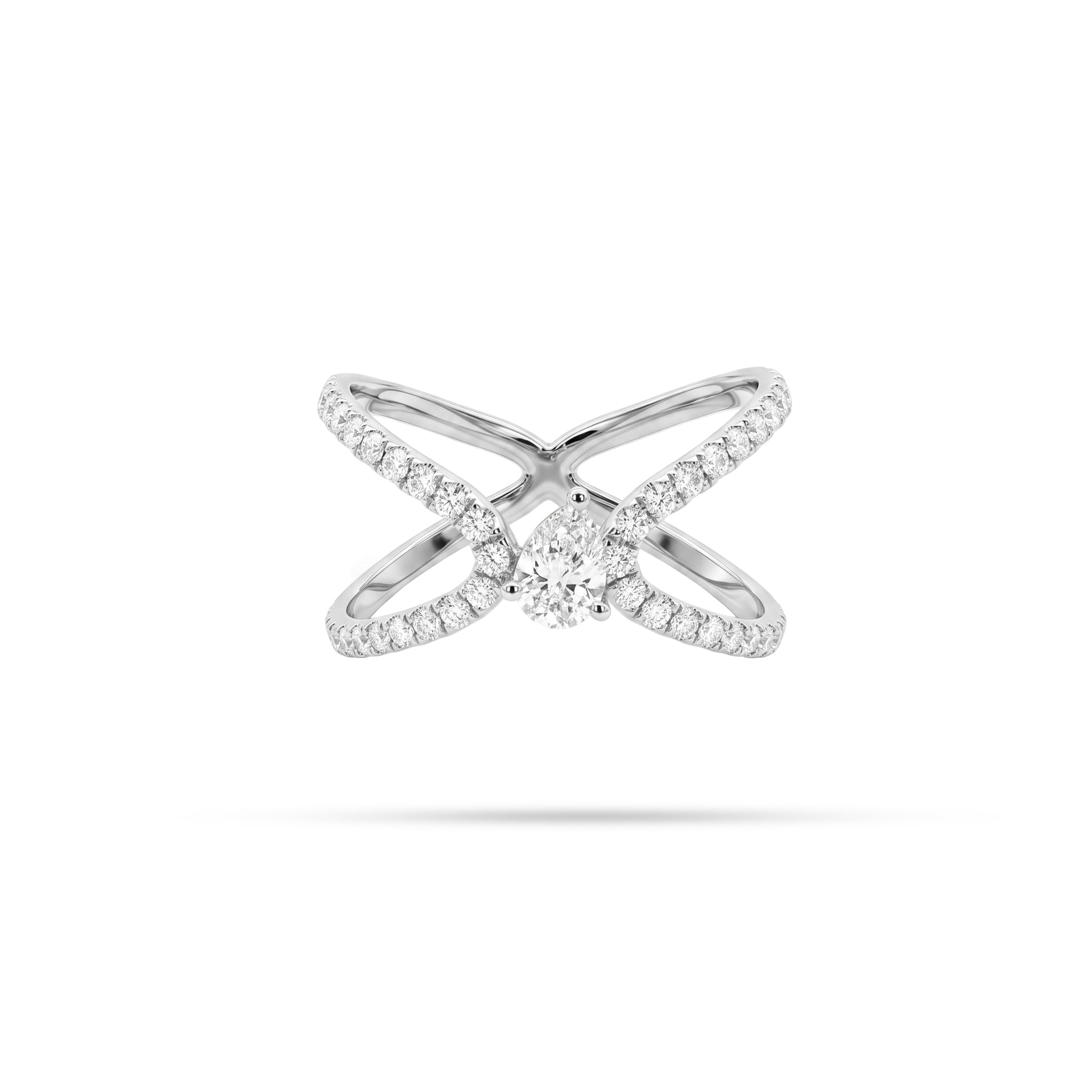Bow Pear Round Diamond Ring