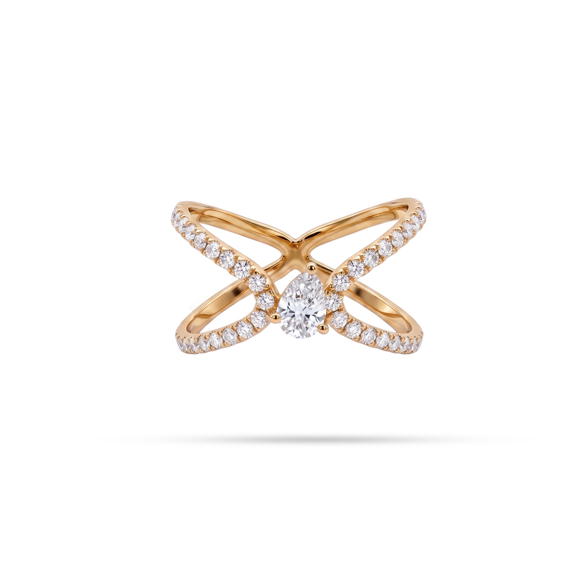 Bow Pear Round Diamond Ring