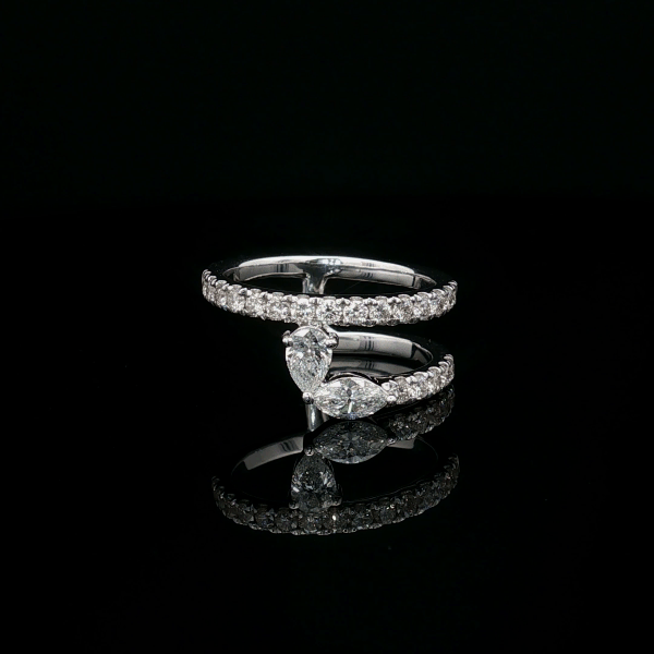 Double Line Pear Marquise Diamond Ring