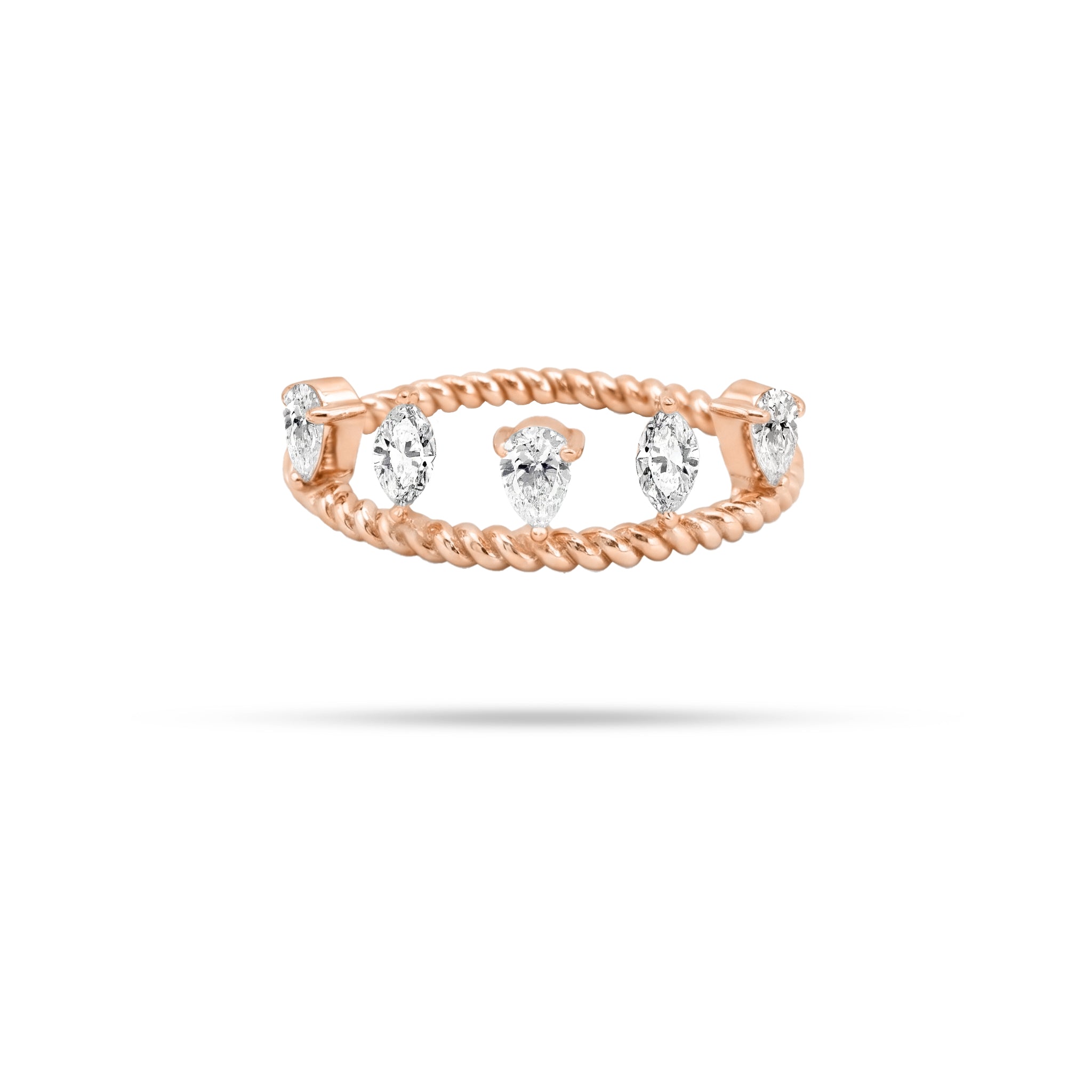 Dangling Rope Pear And Marquise Diamond Ring
