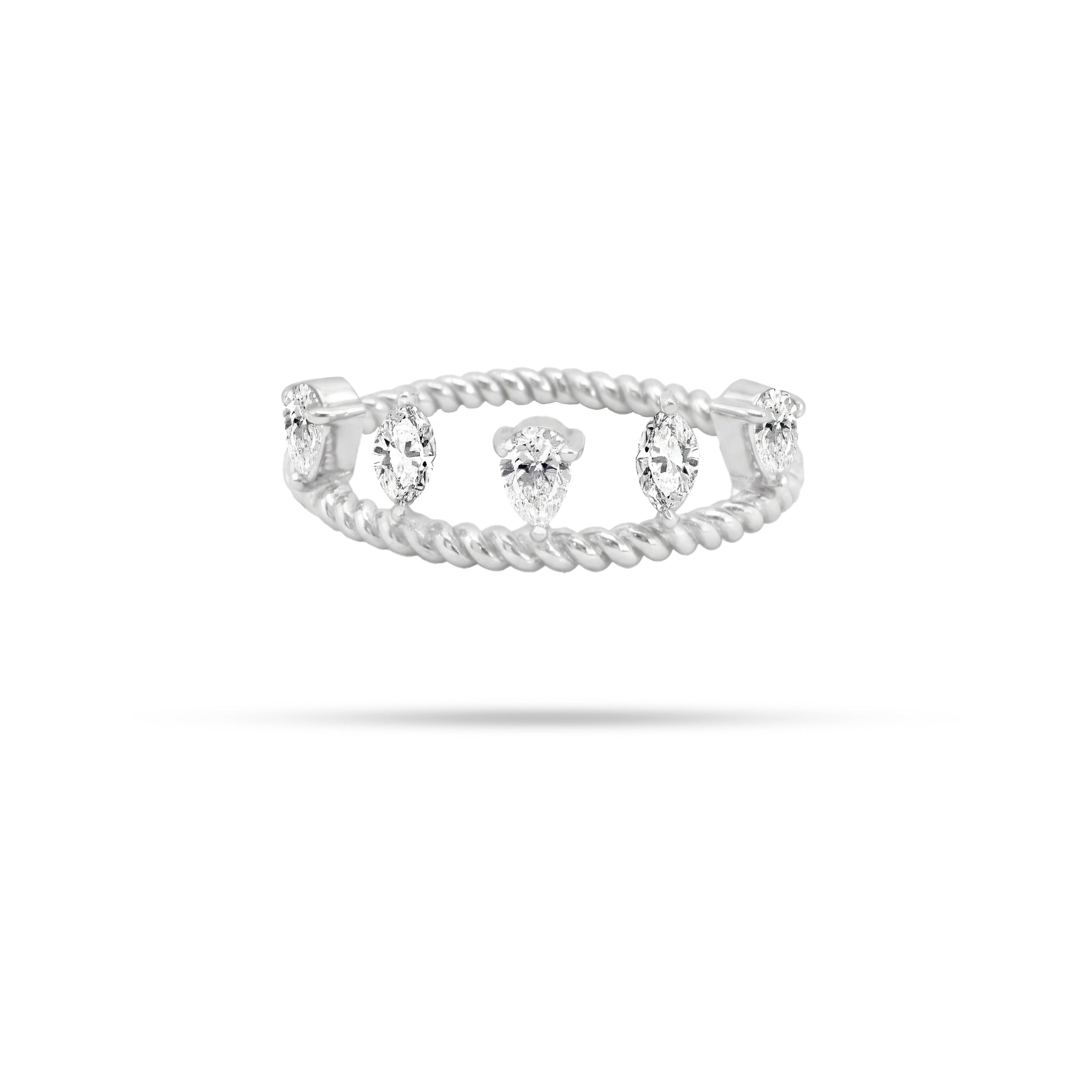 Dangling Rope Pear And Marquise Diamond Ring