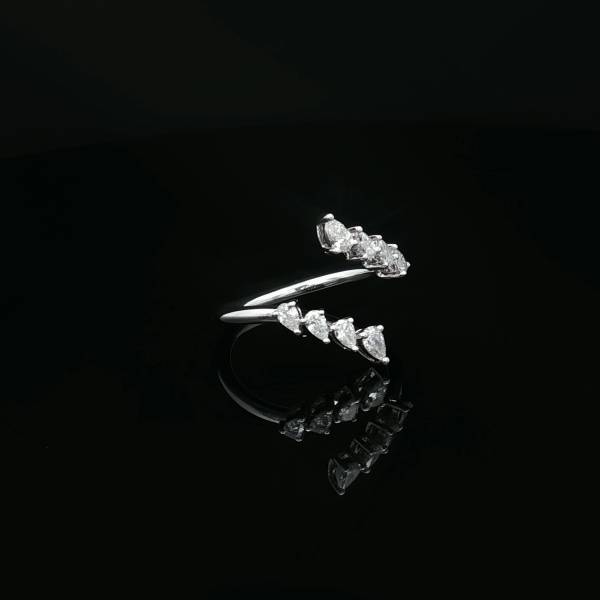 Cross Over Pear Diamond Ring