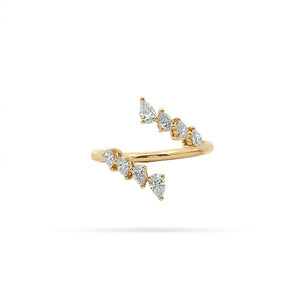 Cross Over Pear Diamond Ring