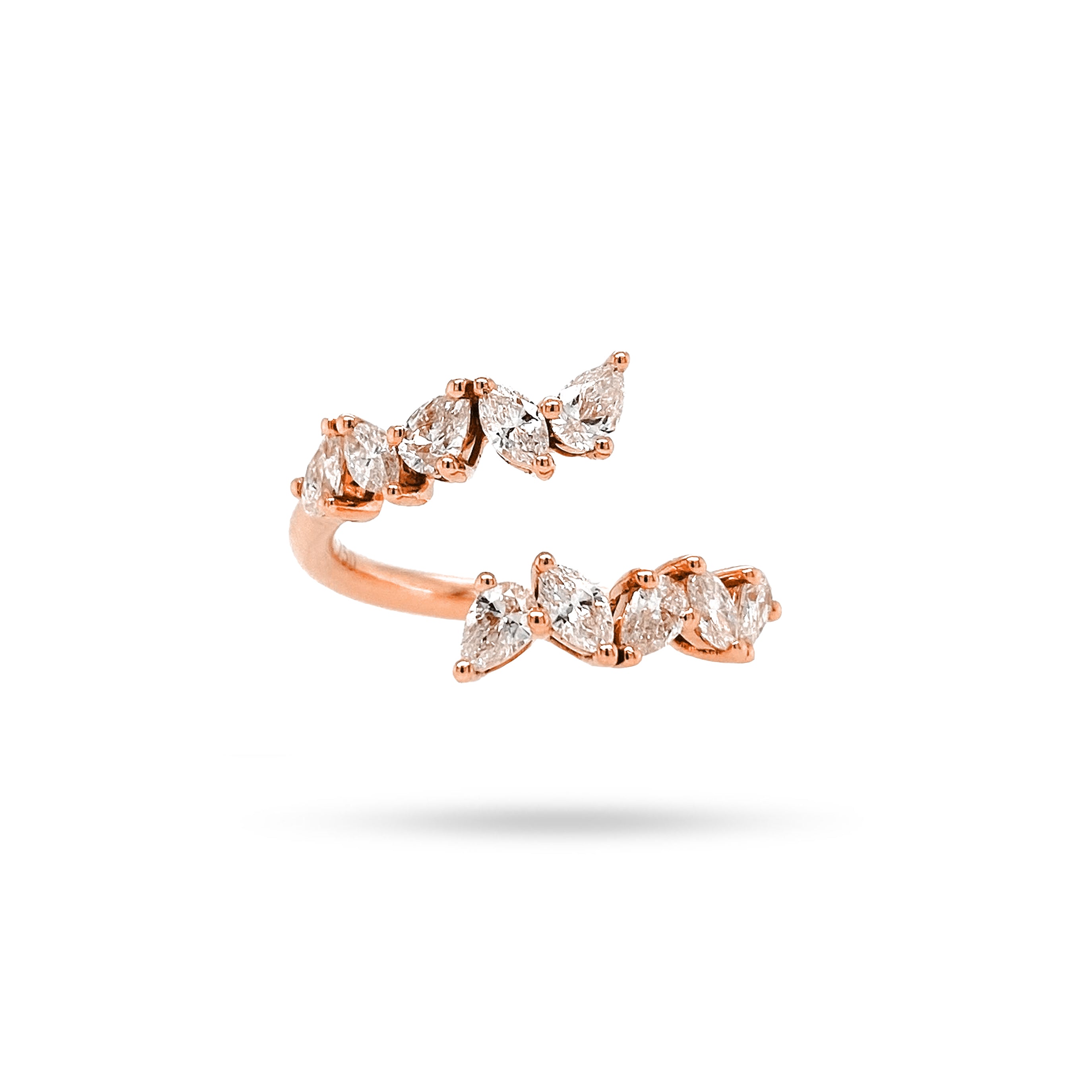 Messy Pear And Marquise Diamond Crossover Ring