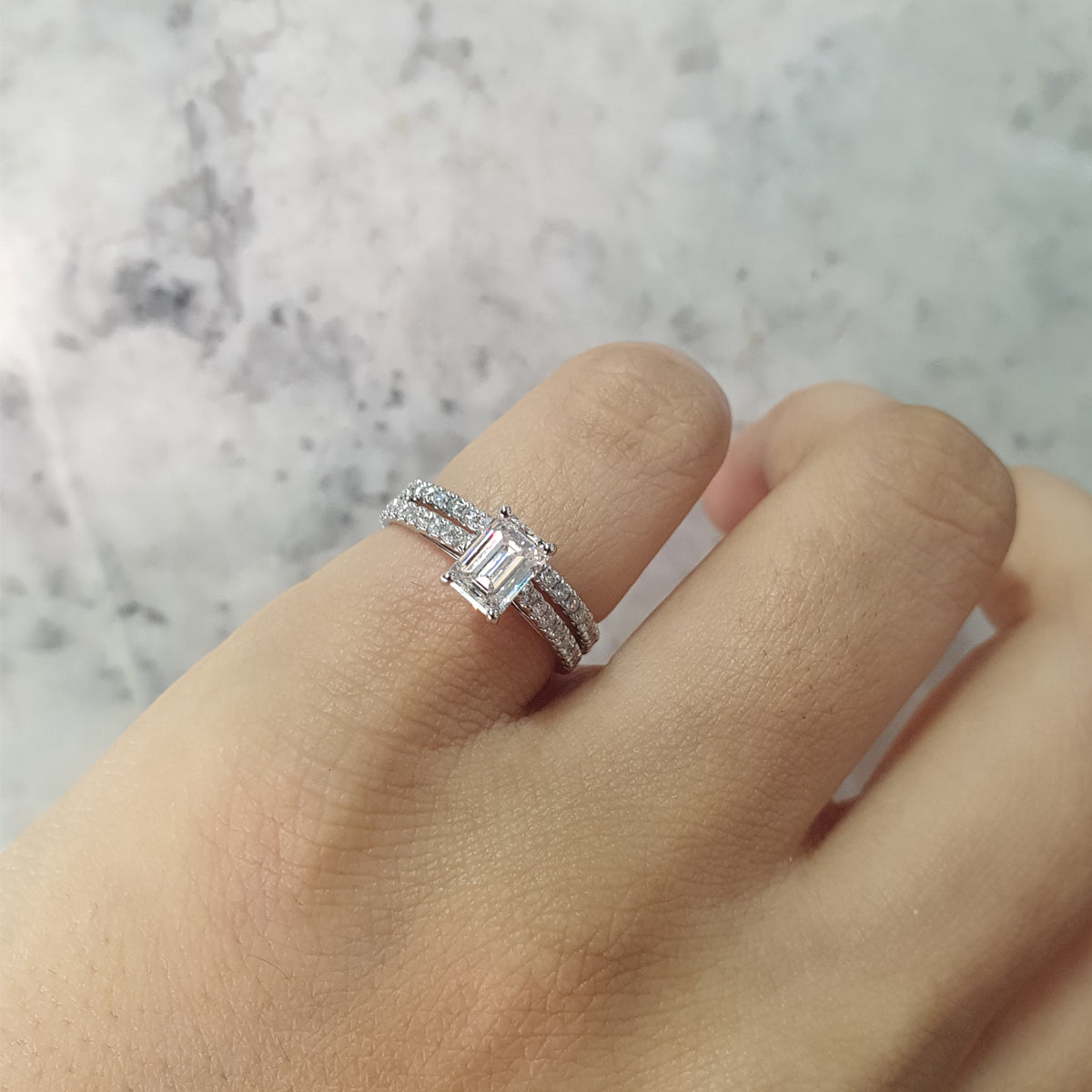 Emerald Diamond Engagement Ring