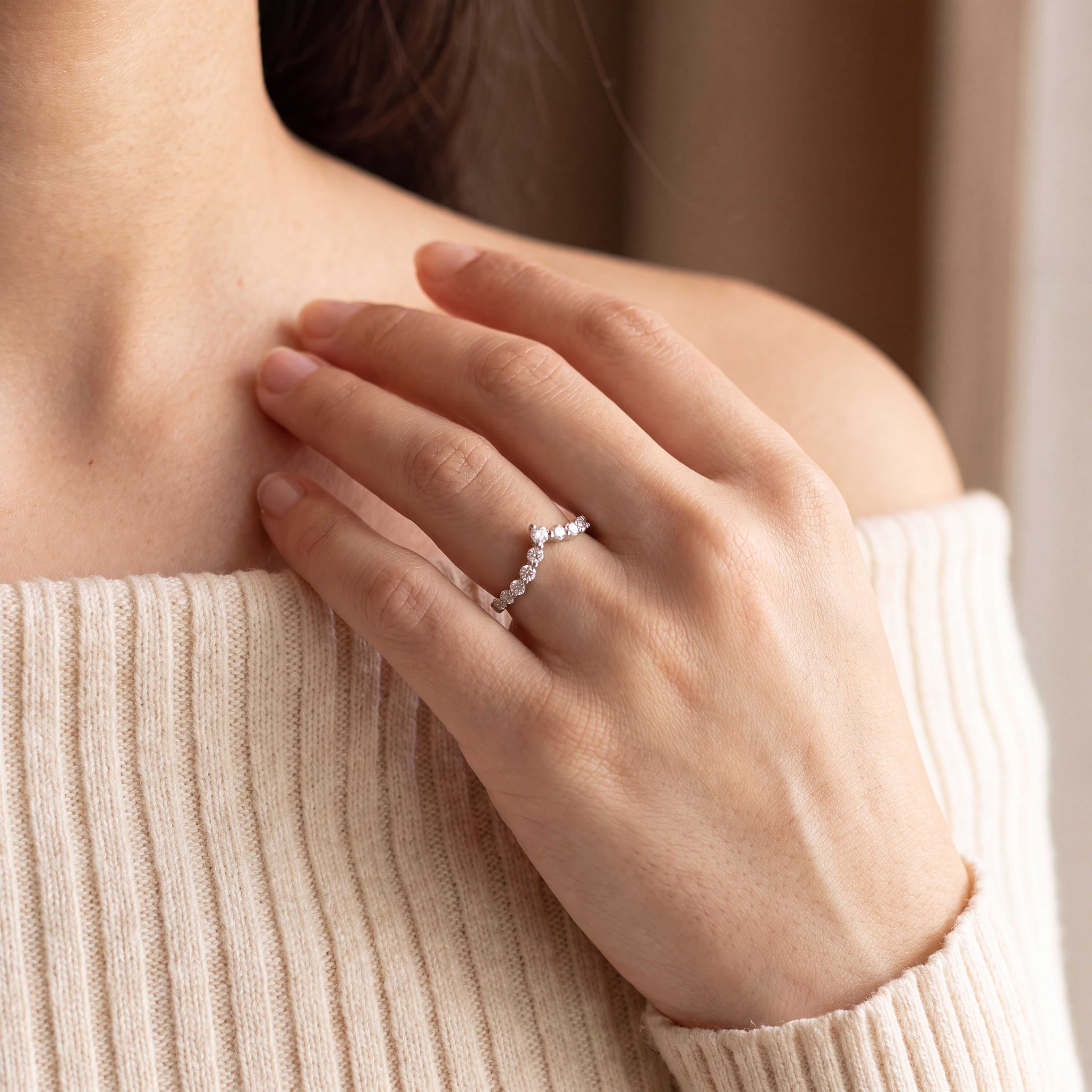 Crown Shape Round Diamond Ring