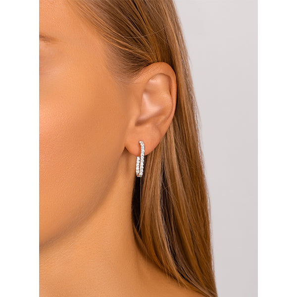 Rectangular Hoop Diamond Earrings