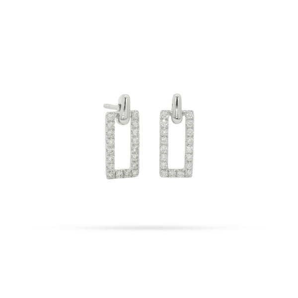 Dangling Rectangular Round Diamond Earrings