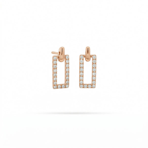 Dangling Rectangular Round Diamond Earrings