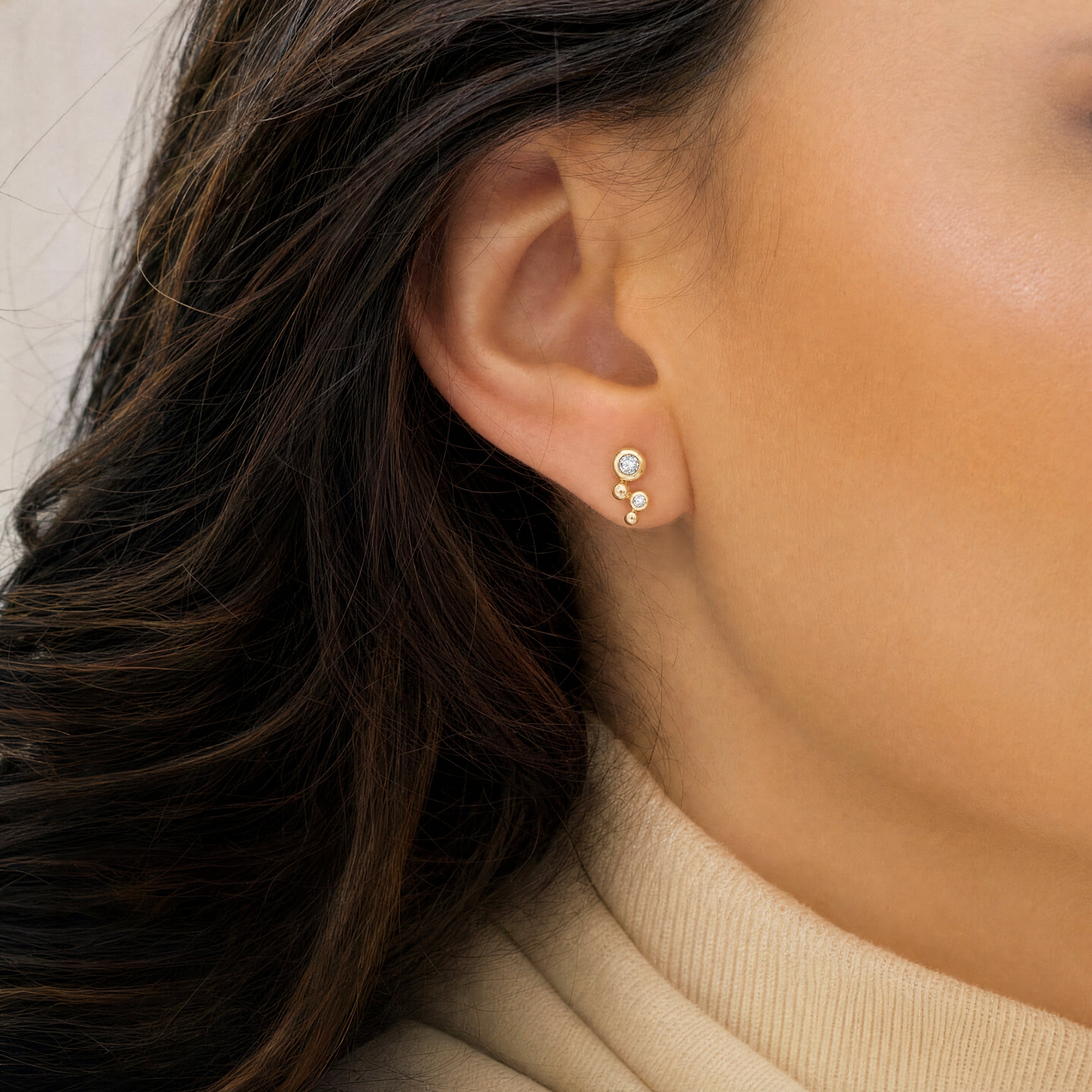 Bezel Round Diamond Earrings