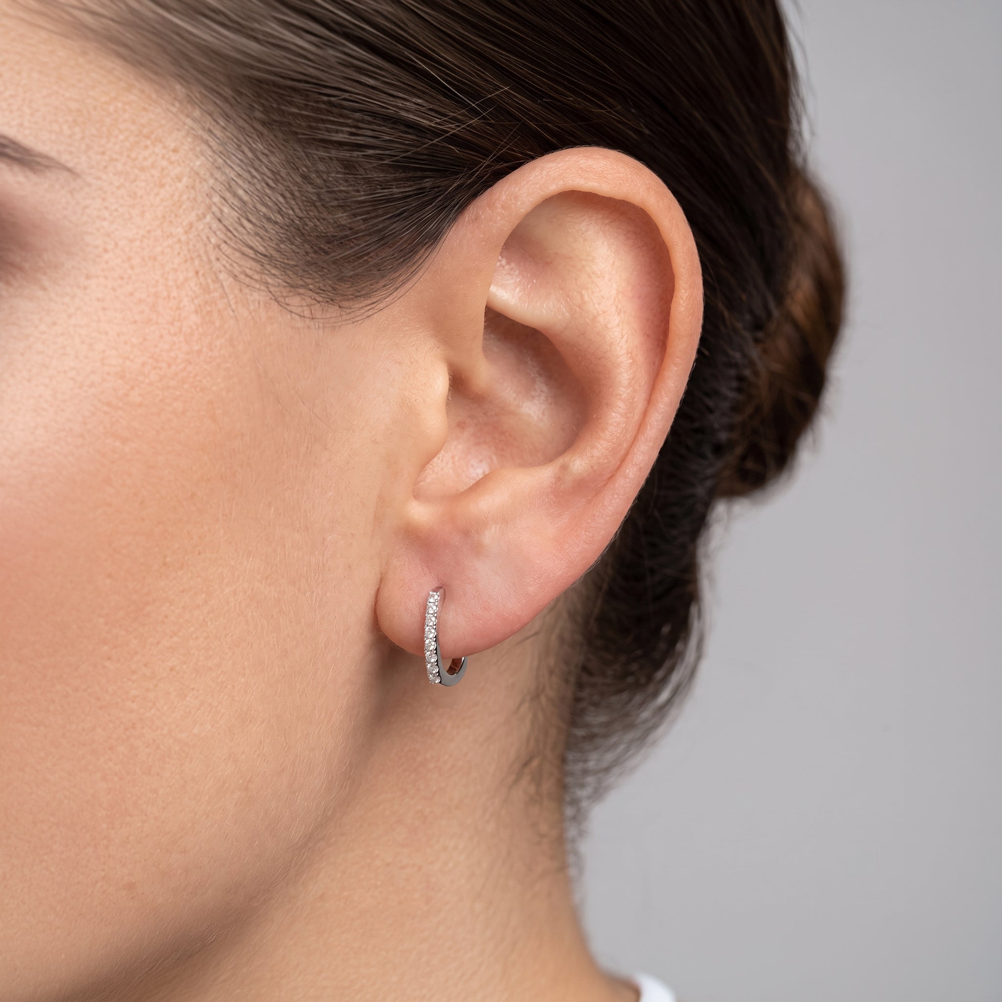 Square Open Diamond Huggie Earrings